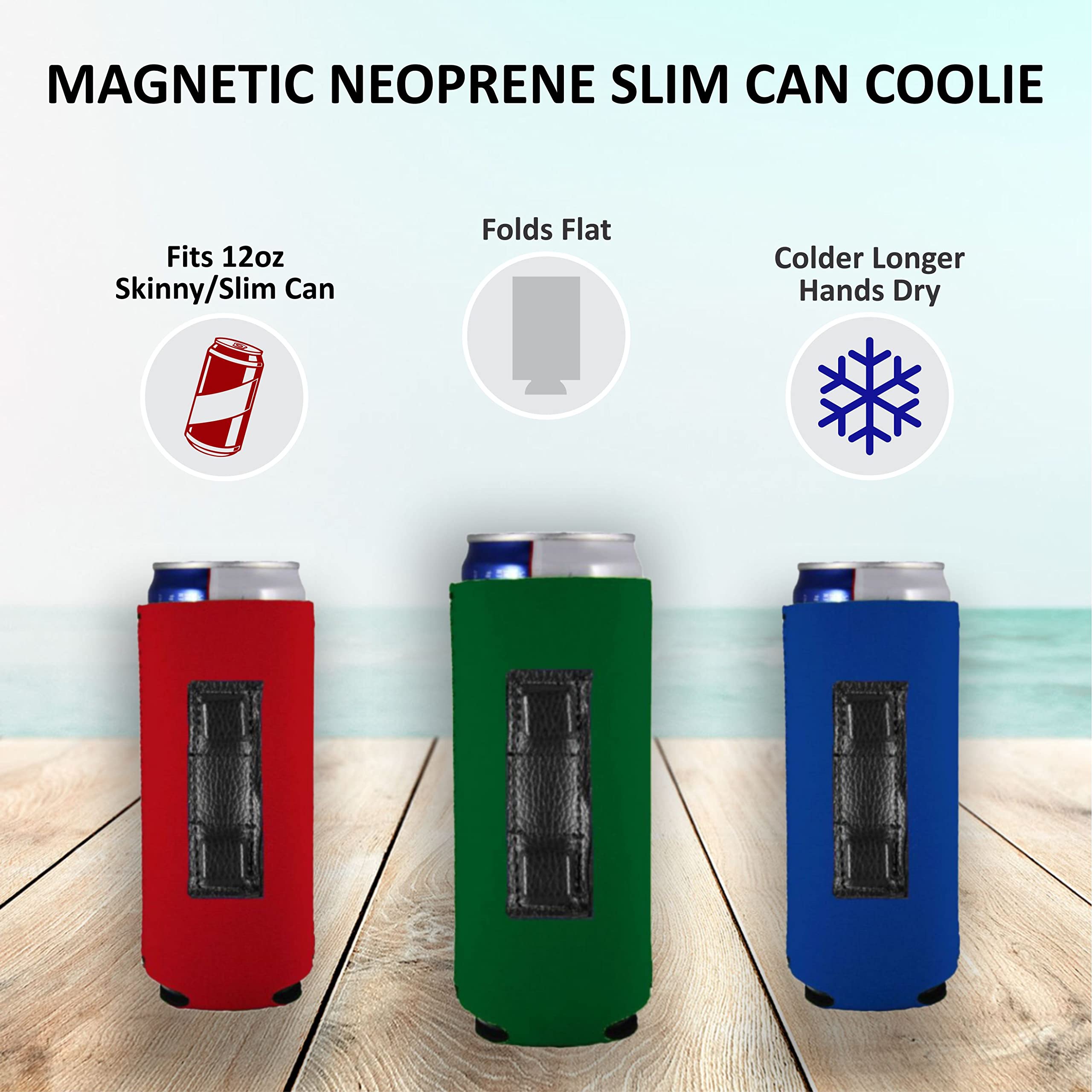 Blank Magnetic Slim Can Coolie (Bright Green, 2 Pack)