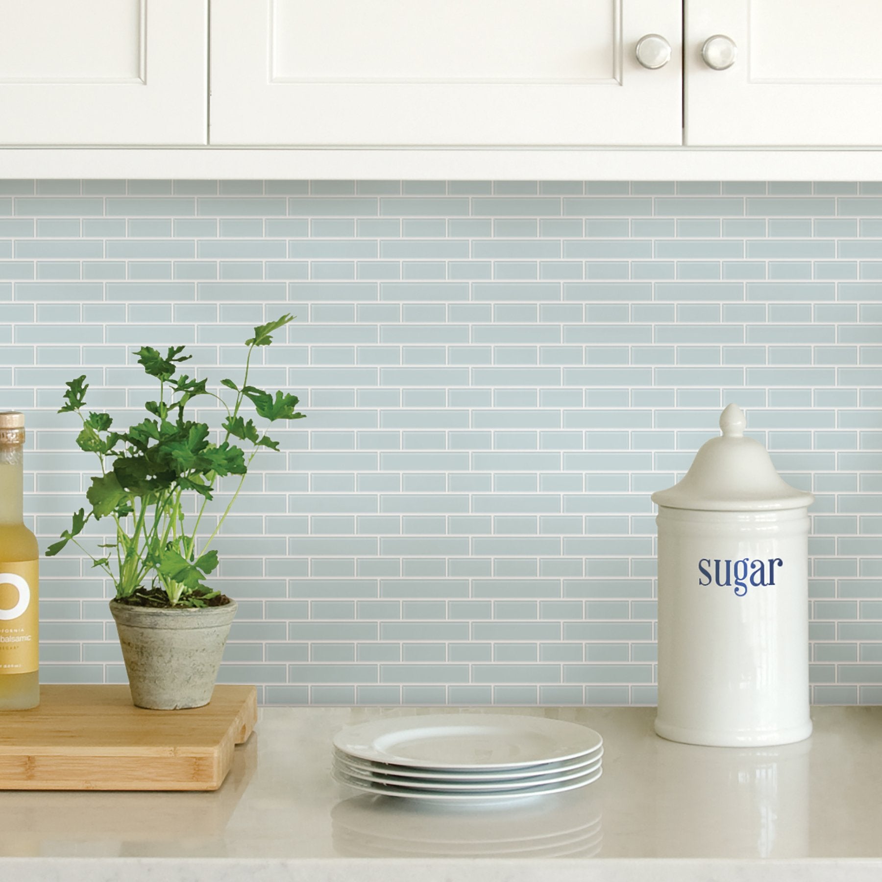 In Home Nh2361 Sea Glass Peel & Stick Backsplash Tiles, Blue
