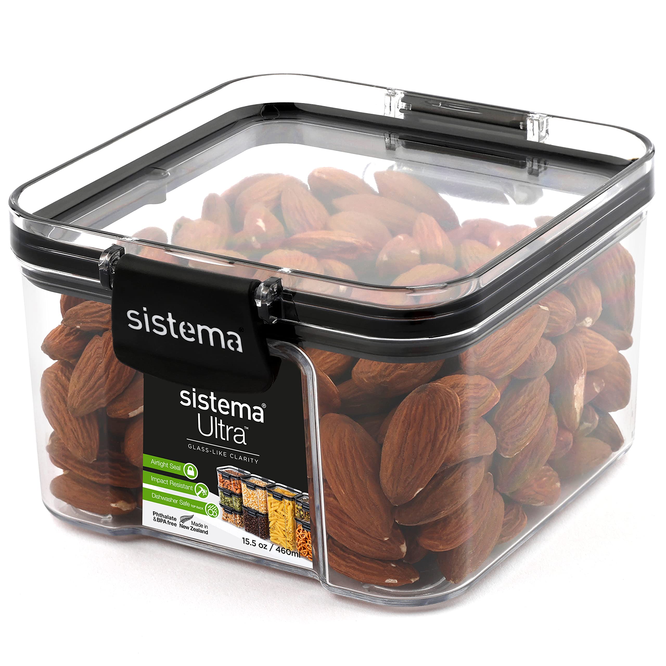 Sistema Tritan Ultra Collection Round Storage Container, 5 Cup/40.5 Oz. , Clear With White/Gray