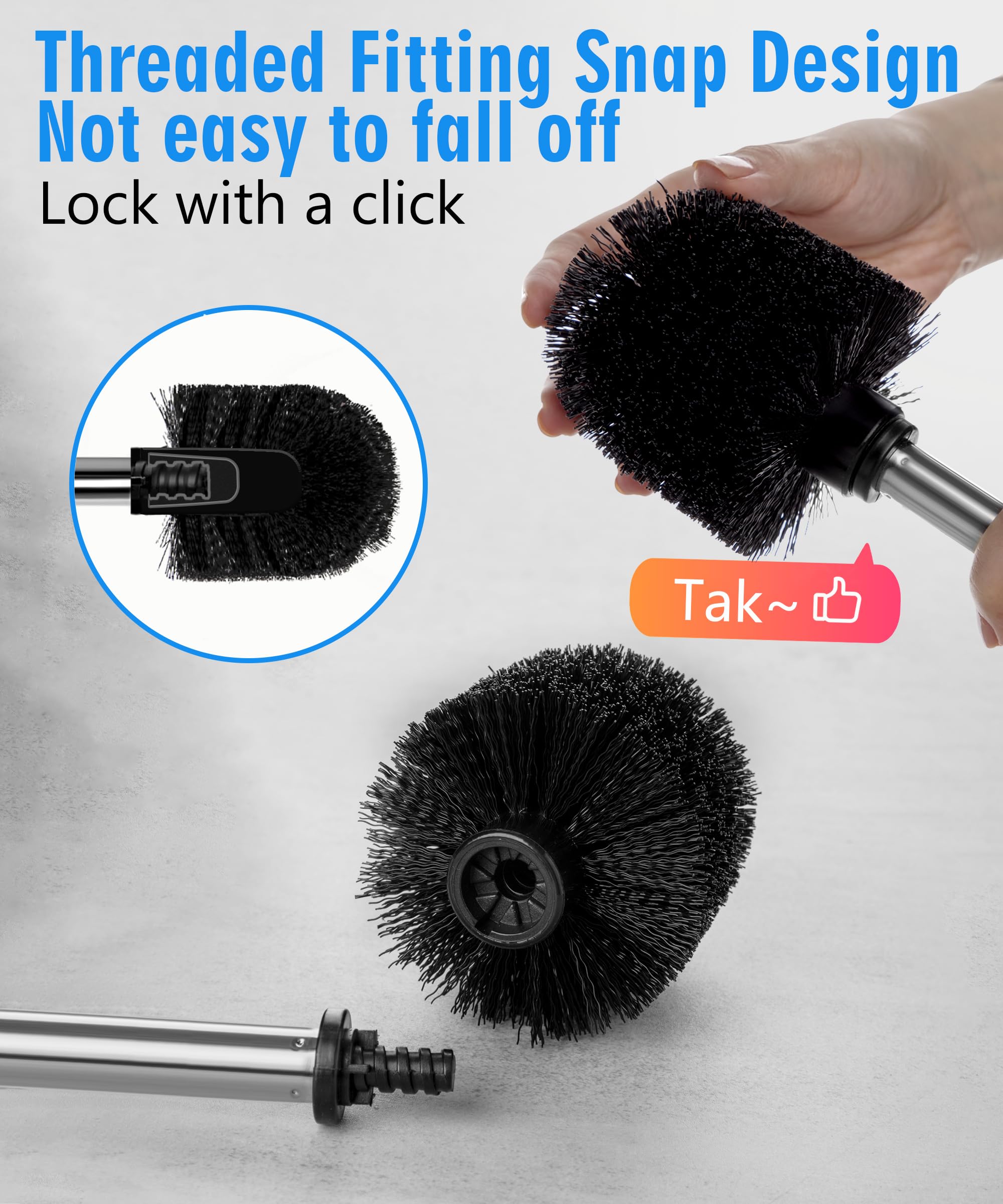 Viosuniu Ceramic Toilet Brush And Holder Set -Freestanding Deep-Cleaning Toilet Bowl Cleaner Brush, Stainless Steel Handle, Smal