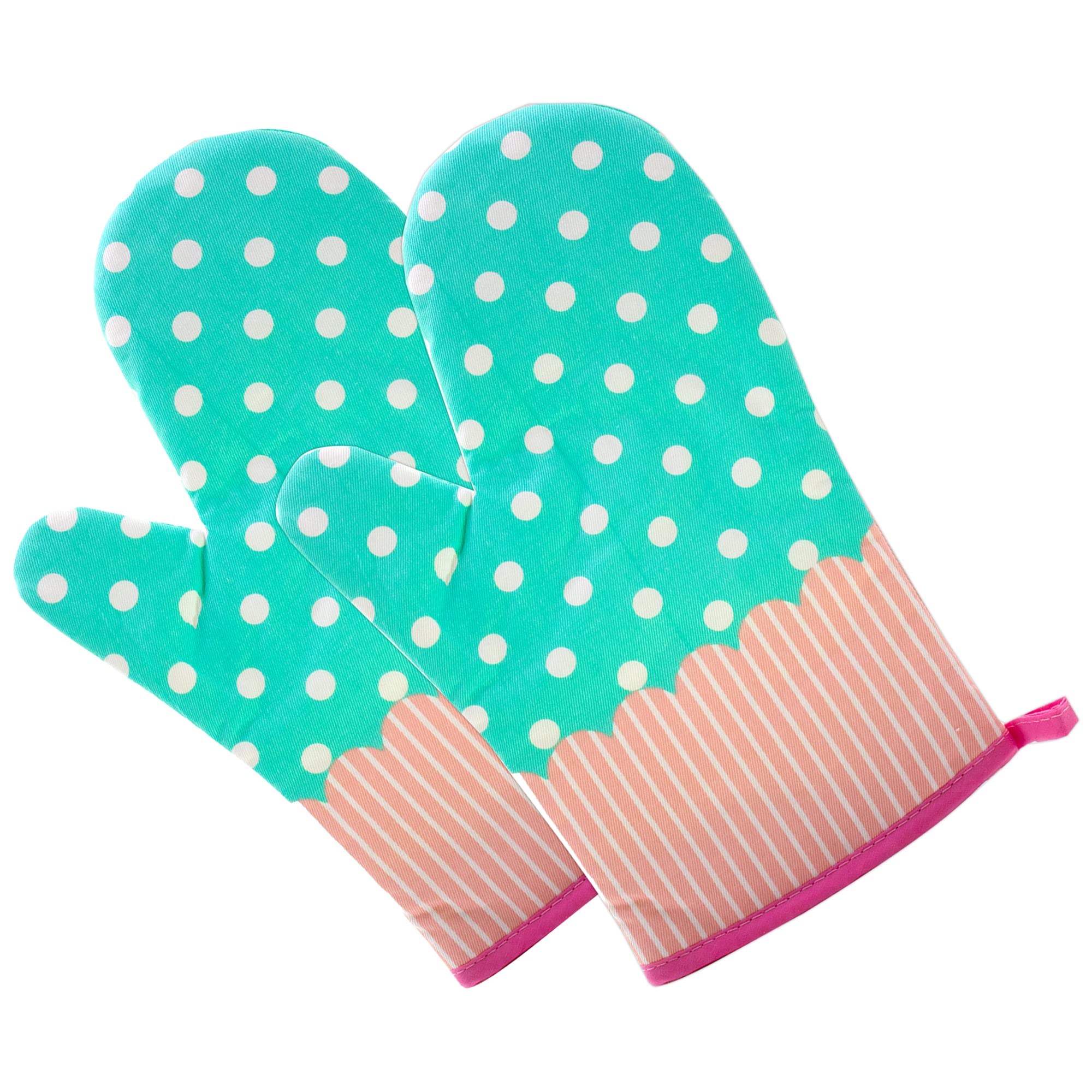 Set of Two Oven Mitts | Heat Resistant Cotton Kitchen Pot Holder [Decorative Kitchen Oven Mitt] Oven Glove | Kitchen Mitts (Dott