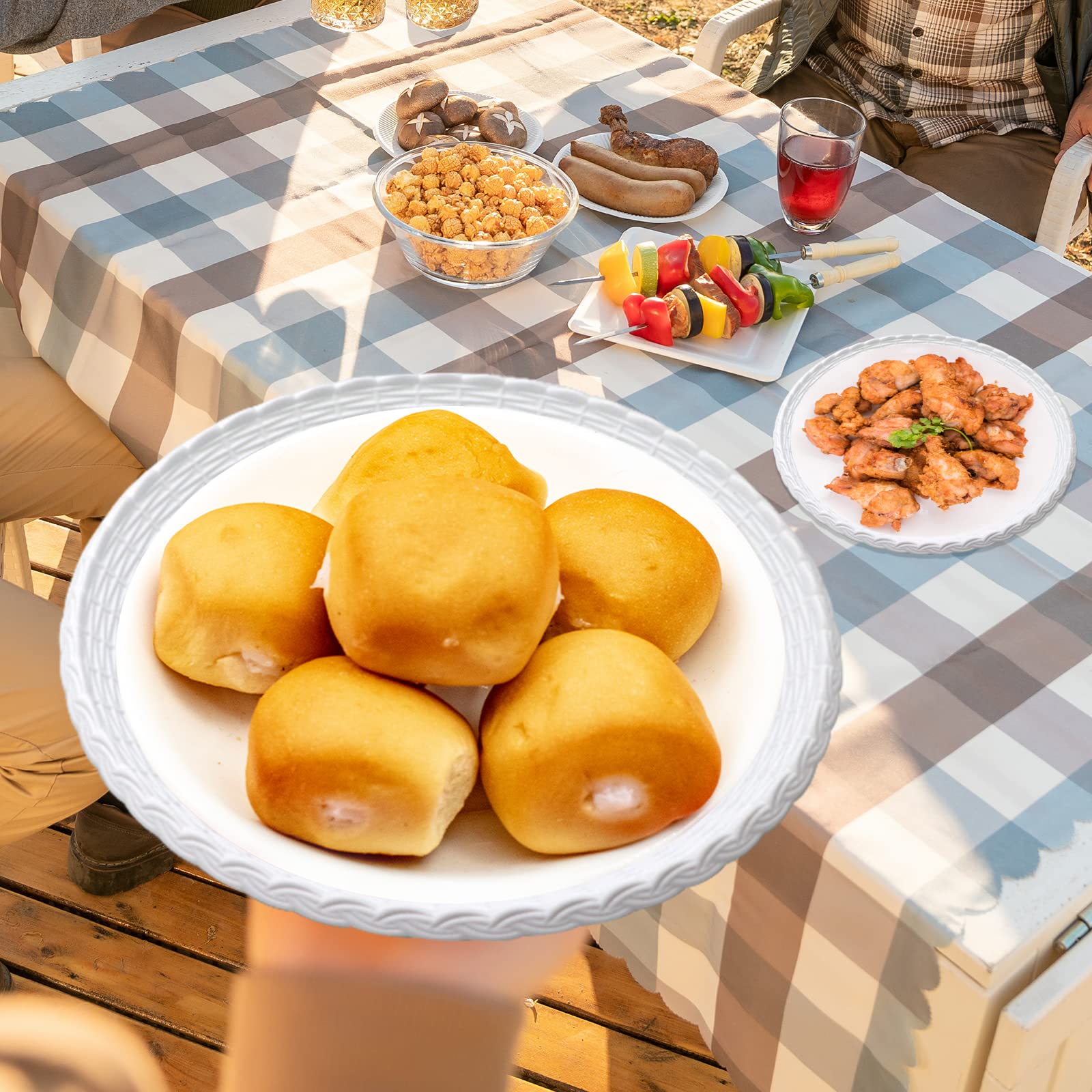 EBIGIC Paper Plate Holders  8 Packs 10 Inch paper plate holders reusable white Plastic Heavy Duty supports for Picnic Party Dinner
