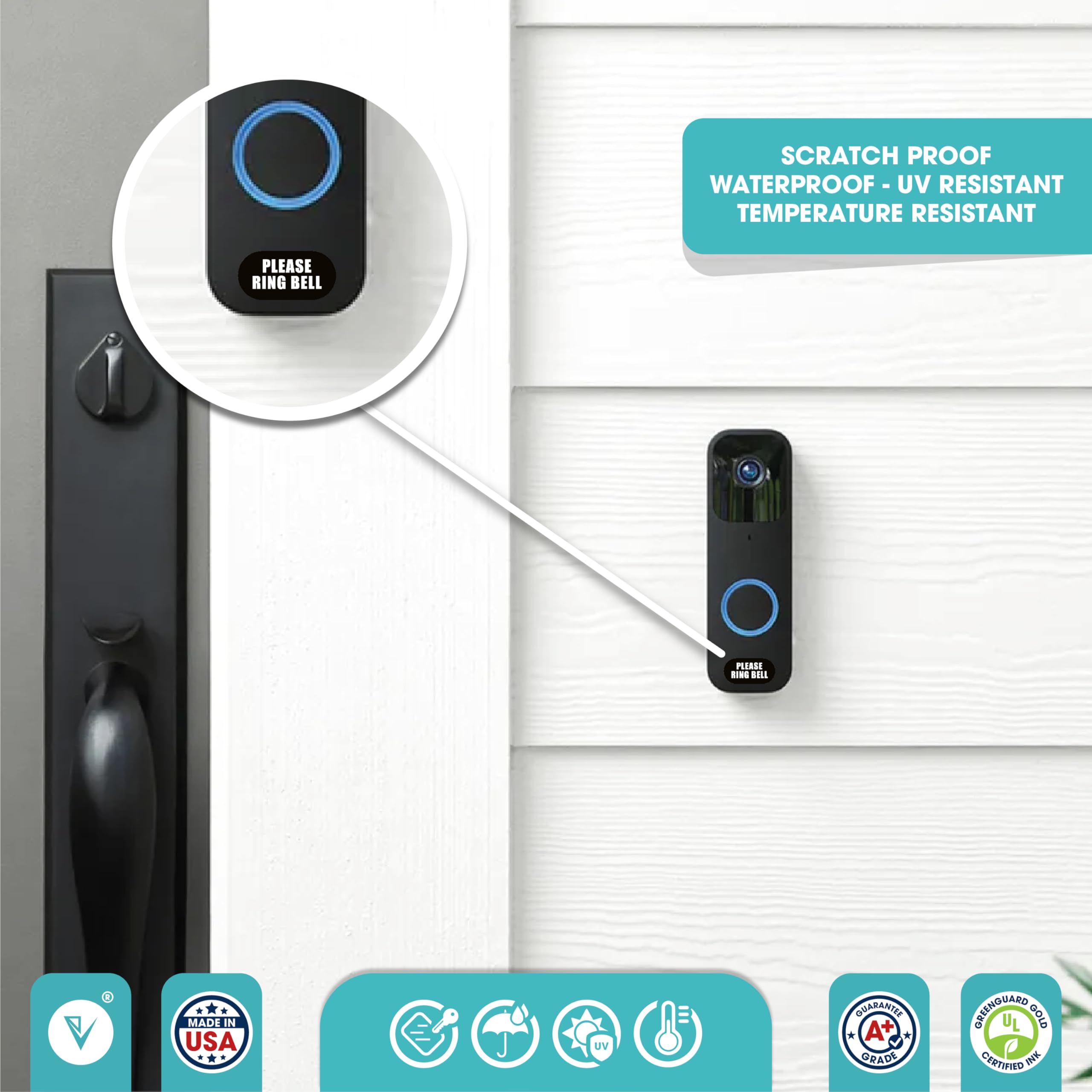 Tiny Please Ring Bell Sign | 3 Sizes Please Ring Bell Sticker | Tiny Sizes Perfect For Video Doorbell | Please Ring Bell Sign Ou
