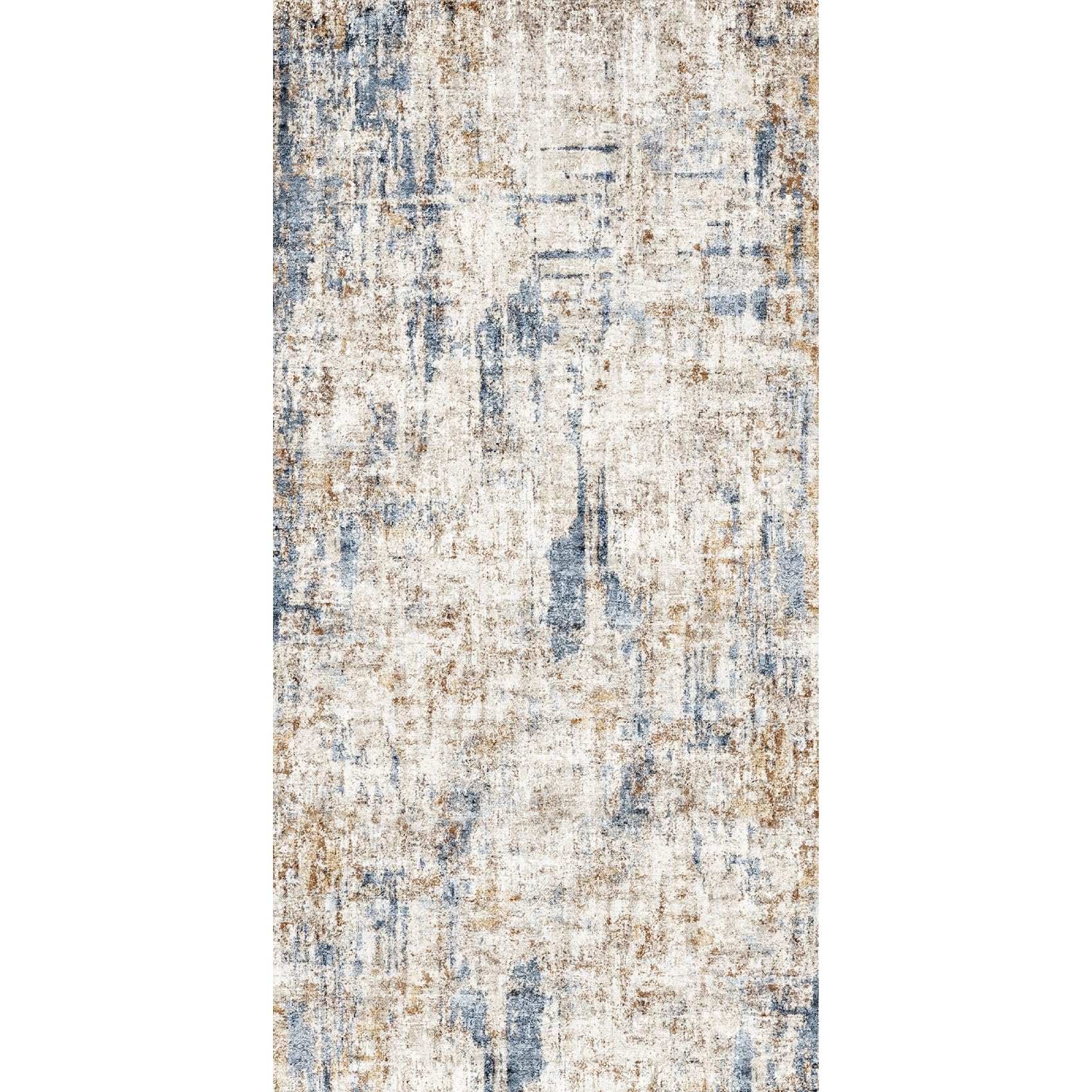 3x6 Washable Non-Slip Kitchen Runner Rug - Modern Abstract Wide Floor Carpet Runner with Rubber Backing for Entryway, Hallway, B