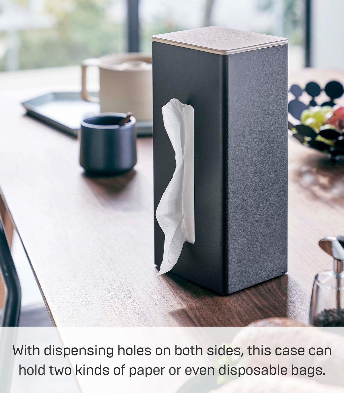 Tissue Box Parallel Vertical Double Sided Tissue Box Holder with Adjustable Divider- Metal ...