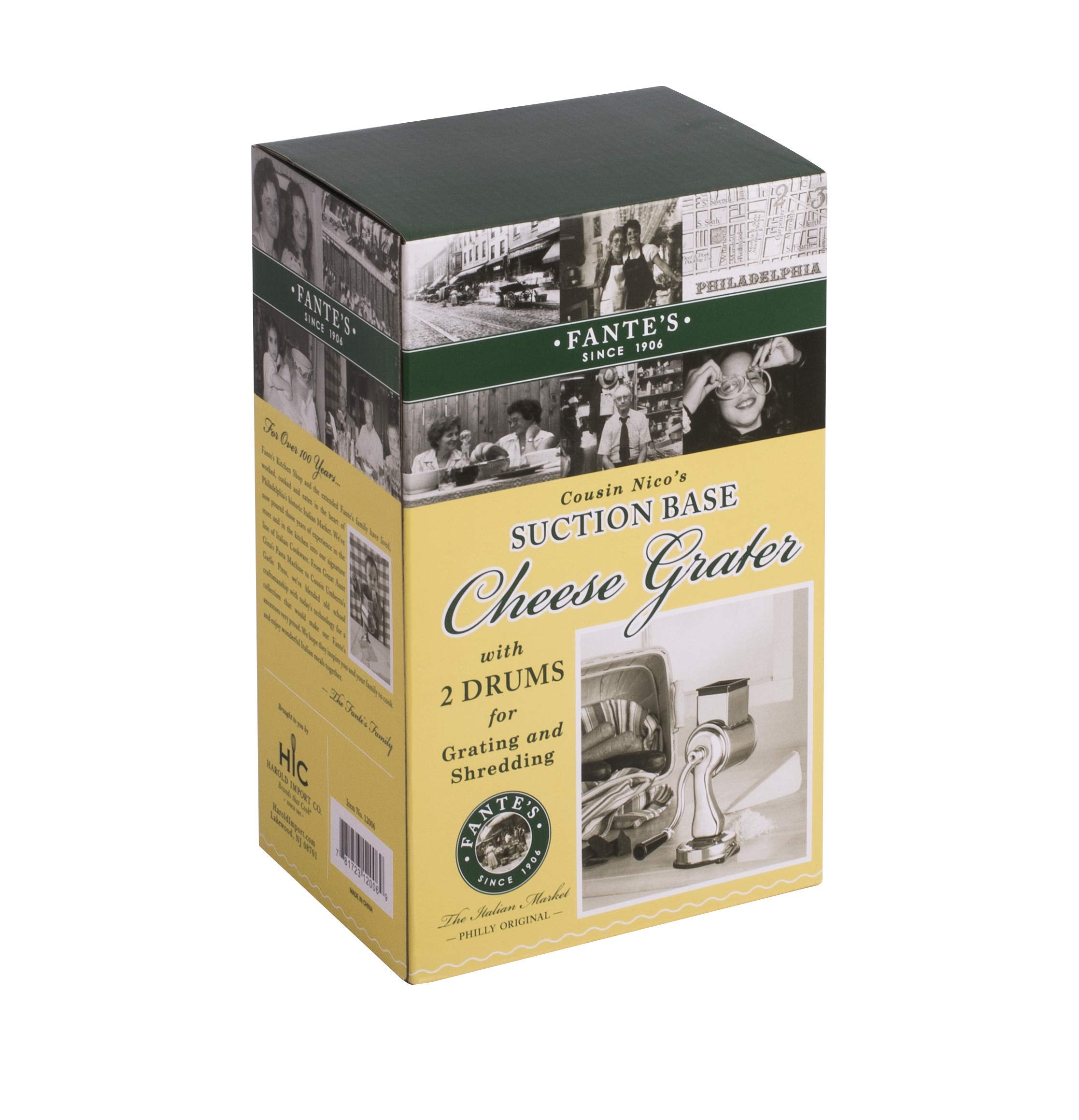 Fantes Cheese Grater With Suction-Base And 2 Drums, The Italian Market Original Since 1906