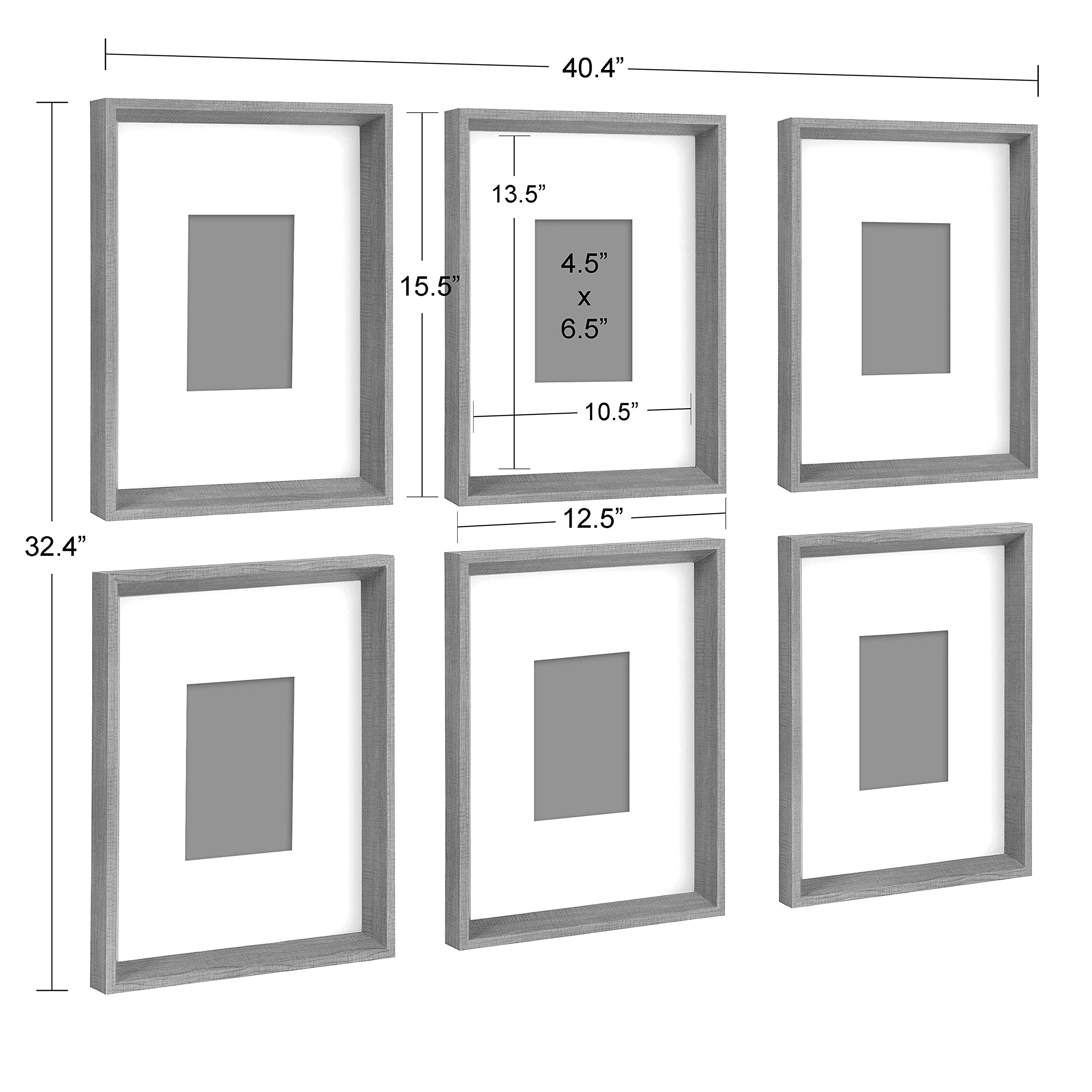 Kate And Laurel Calter 6 Framed Modern Black And White Geometric Abstract Art Prints, Black