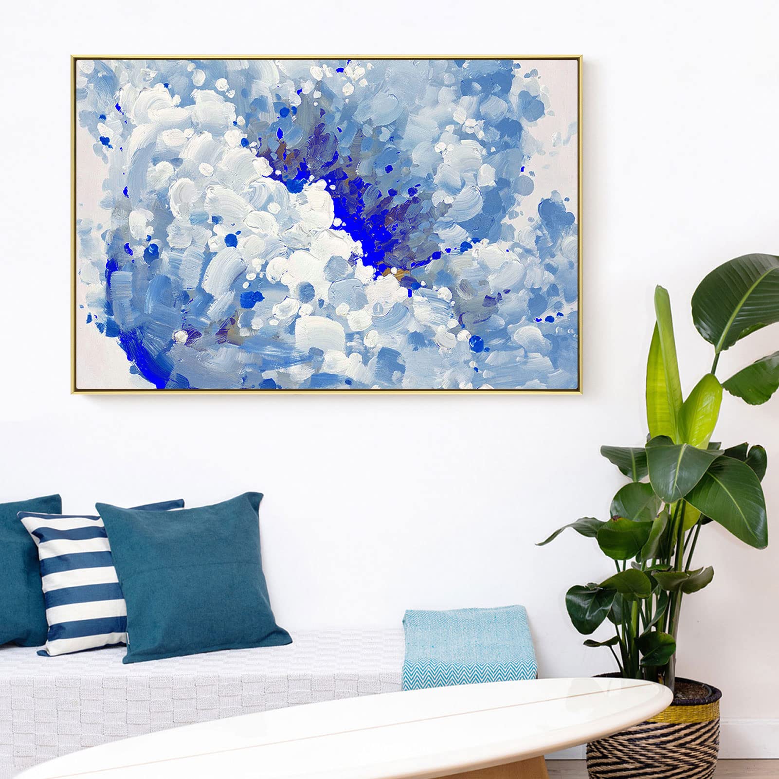 FOLKOR Canvas Floater Frame for 24x30 Oil Paintings  DIY Metal Canvas Frame with 1.5'' Deep  Floating Frame for Canvas Prints Wall Art/Portrait/Landscape Living Room Bedroom Kitchen Decor (Gold)