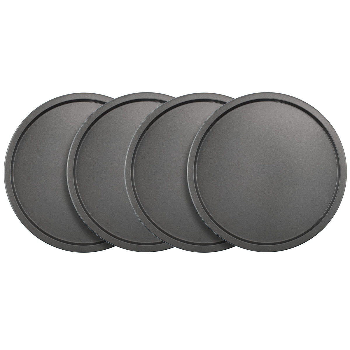 Goodcook Set Of 4 Nonstick Steel 10'' Personal Pizza Pans Set, Gray (4239)