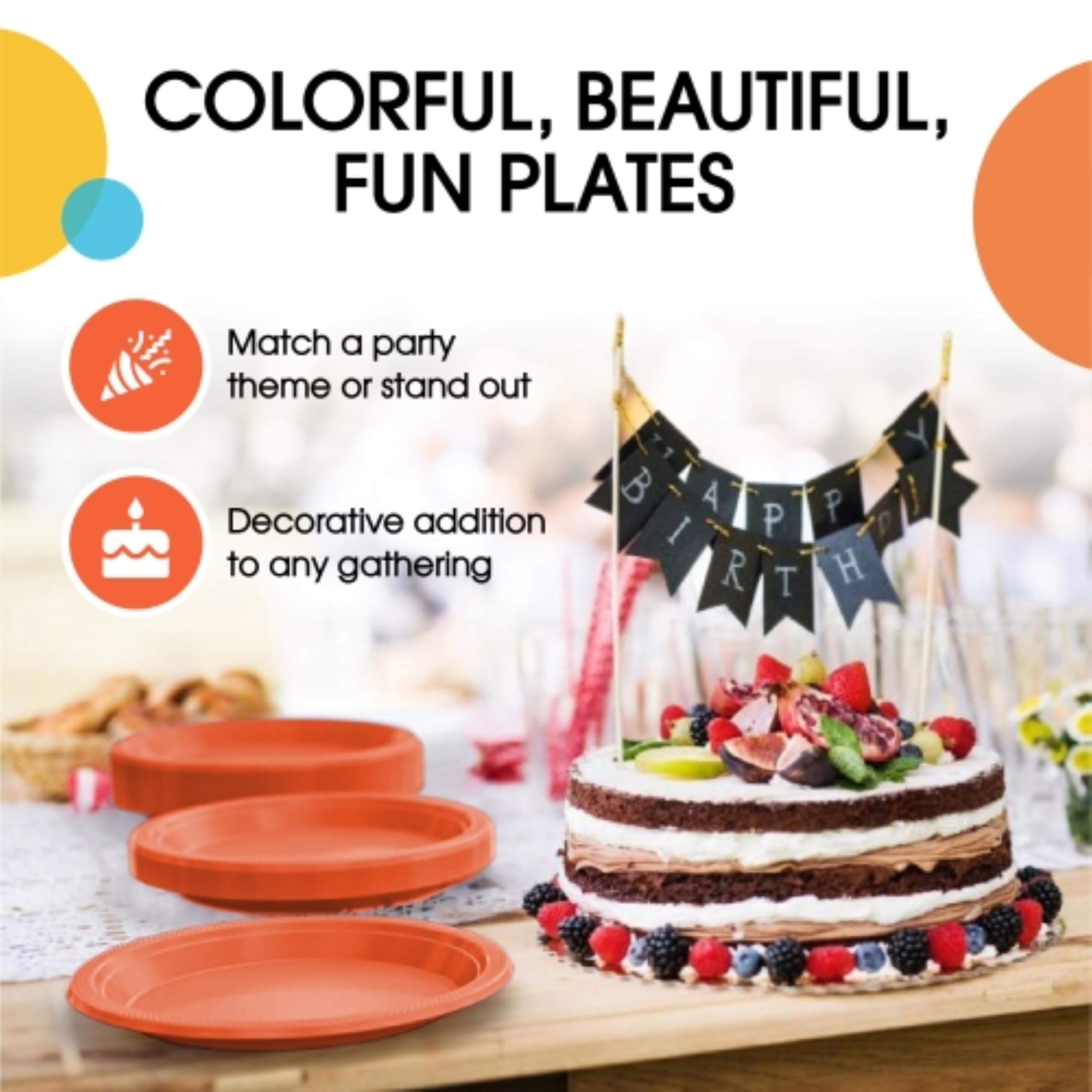 Exquisite Orange Plastic Plates For Party 9 Orange Disposable Plates For Party Supplies 50 Pcs Disposable Dinner Plate Heavy D