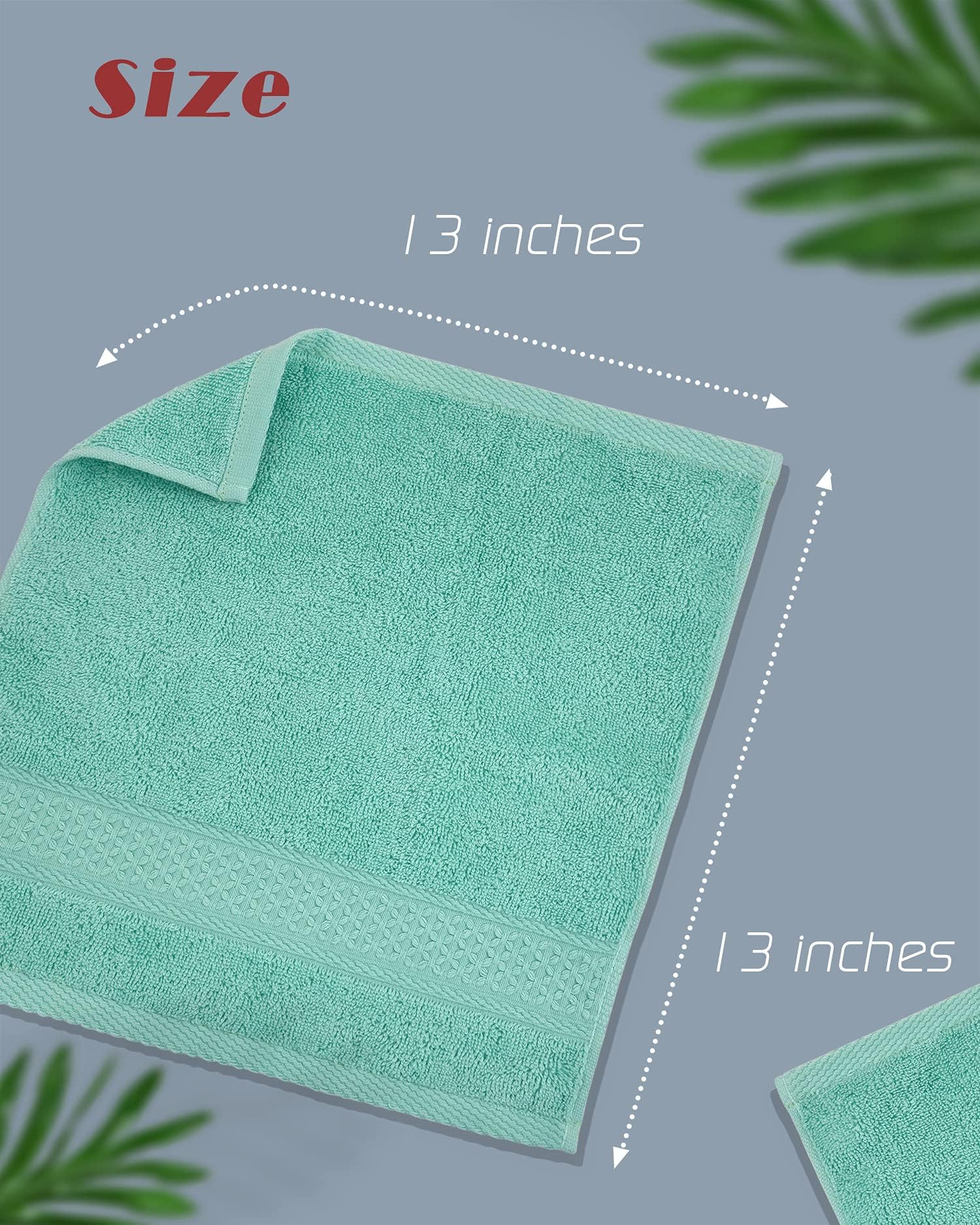 Cleanbear Washcloths for Your Body 100% Cotton Facecloths Extra Soft Bathroom Washcloths - 13 by 13 Inches (Teal)