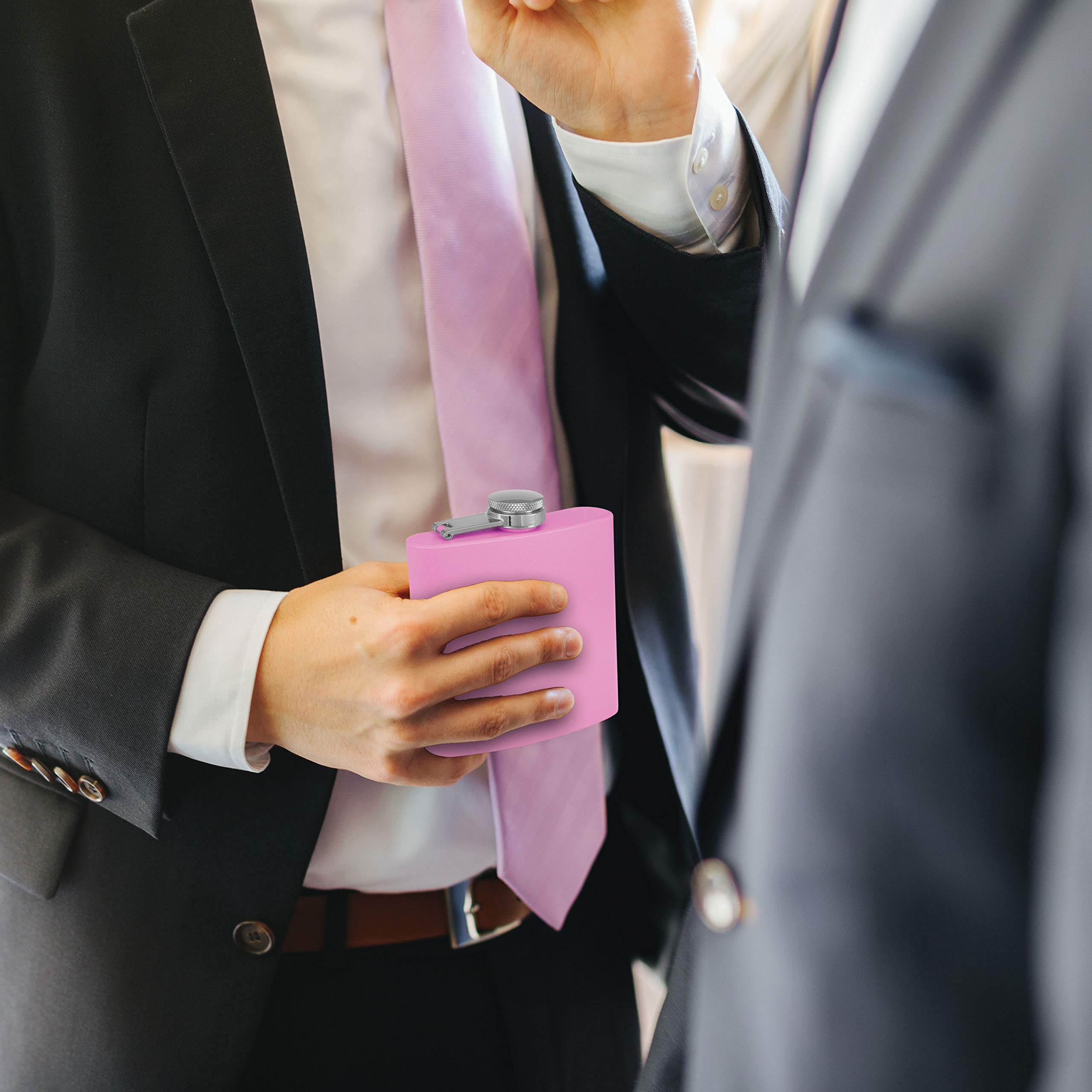 Clear Water Home Goods - 6 Oz Powder Coated Stainless Steel Hip Flask - Wedding Party - Groomsman - Bridesmaid (Matte Light Purp