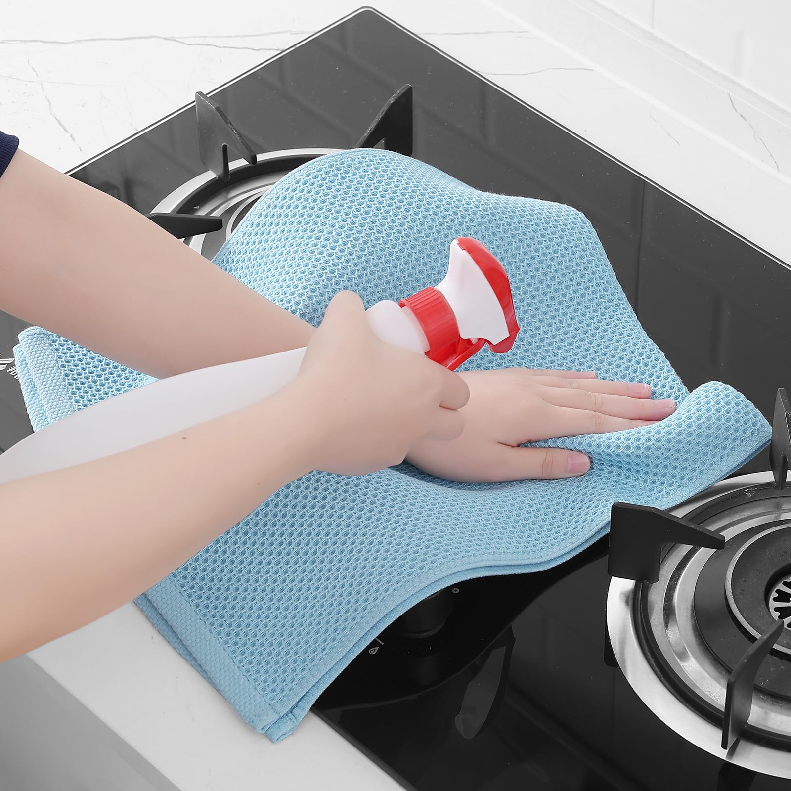 Homaxy 100% Cotton Waffle Weave Kitchen Dish Towels, Ultra Soft Absorbent Quick Drying Cleaning Towel, 13 x 28 Inches, 6-Pack, S