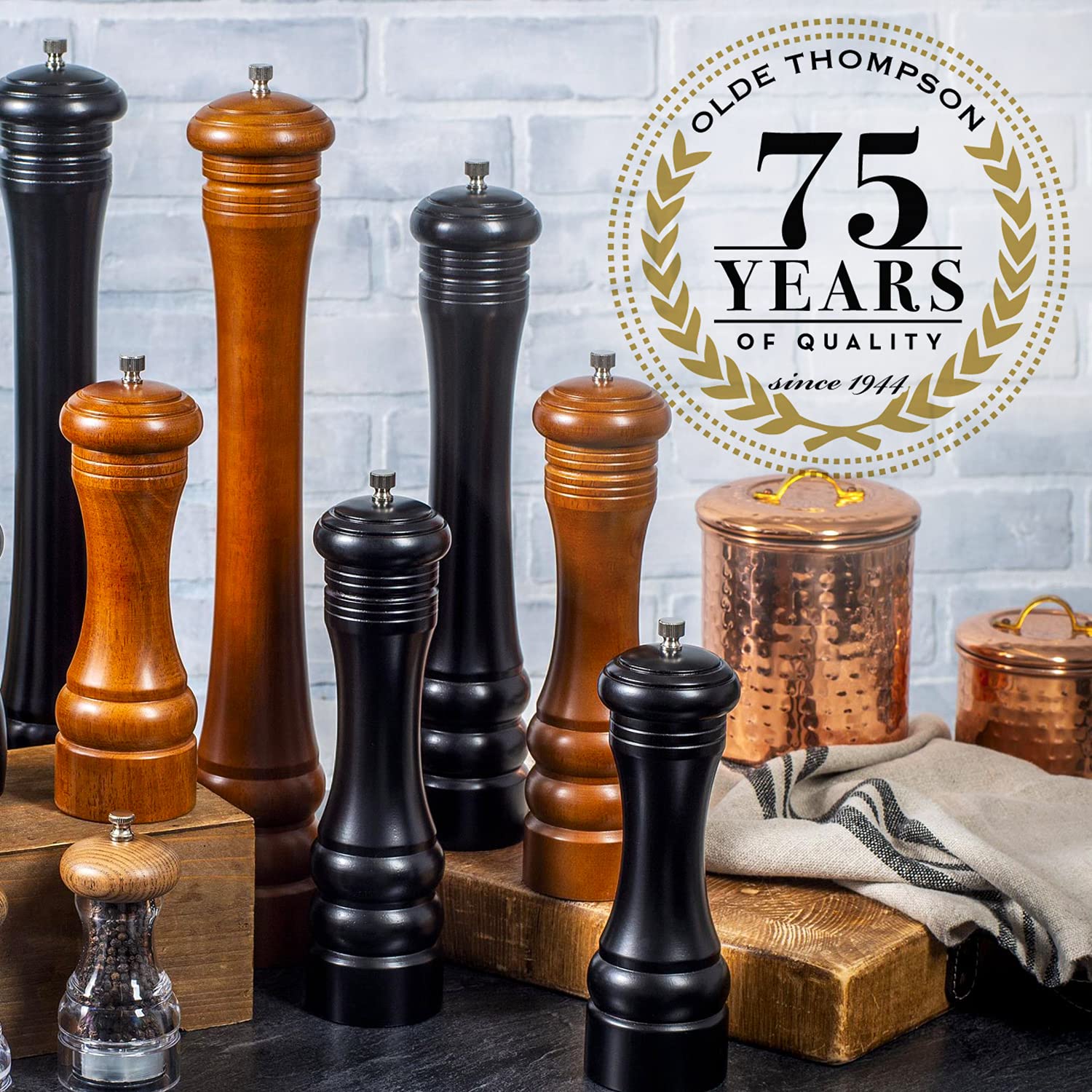 OLDE THOMPSON 8" Senator Wood Pepper Mill, Walnut - Durable Walnut Material, Model 10-5000