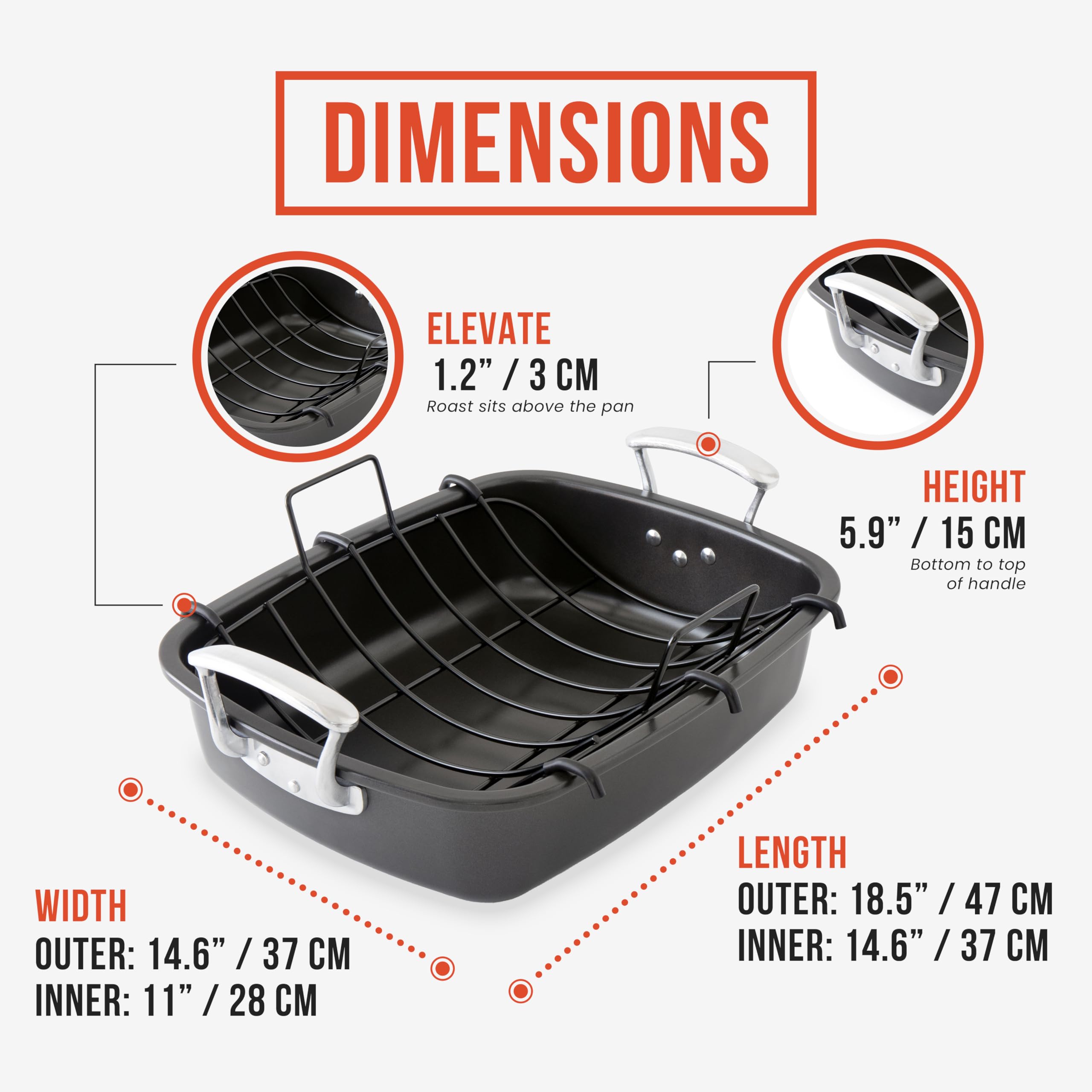 Chef Pomodoro Deluxe Large Carbon Steel Roasting Pan With U-Rack, 18.5 X 14.5-In (47 X 37 Cm), Extra-Large, Grey - The Ultimate