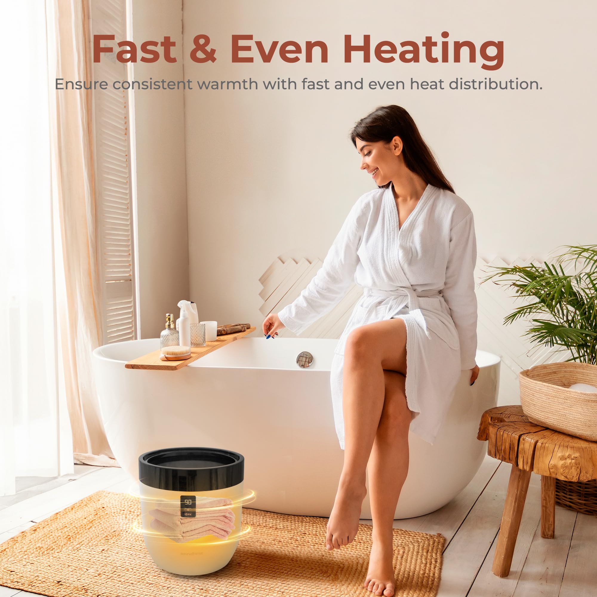 Serenelife Bucket Warmers With Customized Fragrances For Spa And Bathroom, Timer 20/40/60/90 Minutes, Fits 1 Large Towel, Blanke