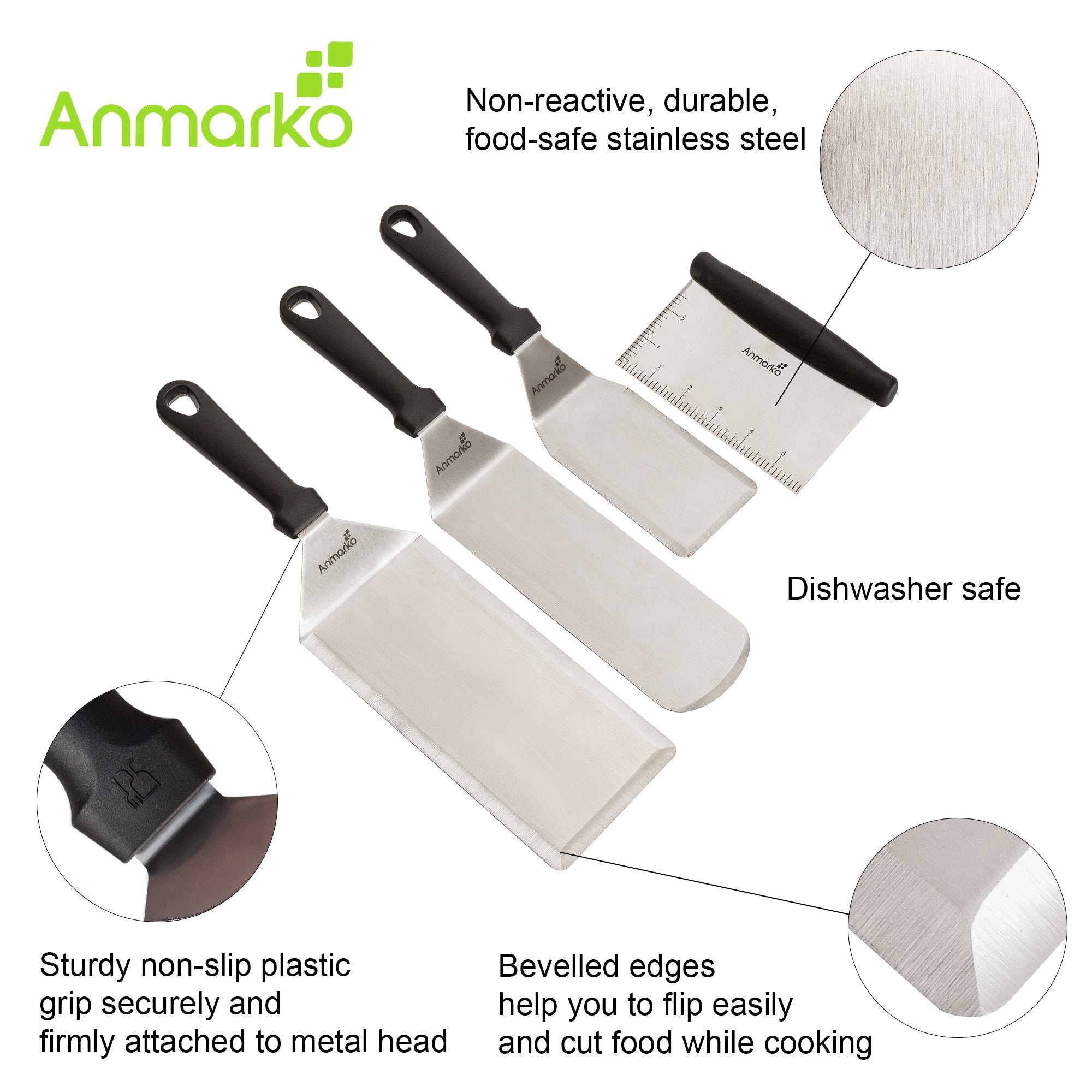 Metal Spatula Griddle Accessories Set - Griddle Scraper Flat Spatula Pancake Flipper Hamburger Turner - Metal Utensil Great For