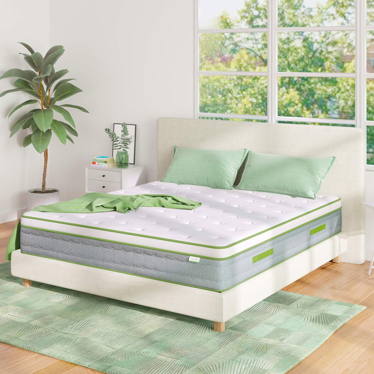 Novilla Queen Size Mattress, 10 Inch Hybrid with Gel Memory Foam & Individually Wrapped Pocket Coils Innerspring, Queen Spring M