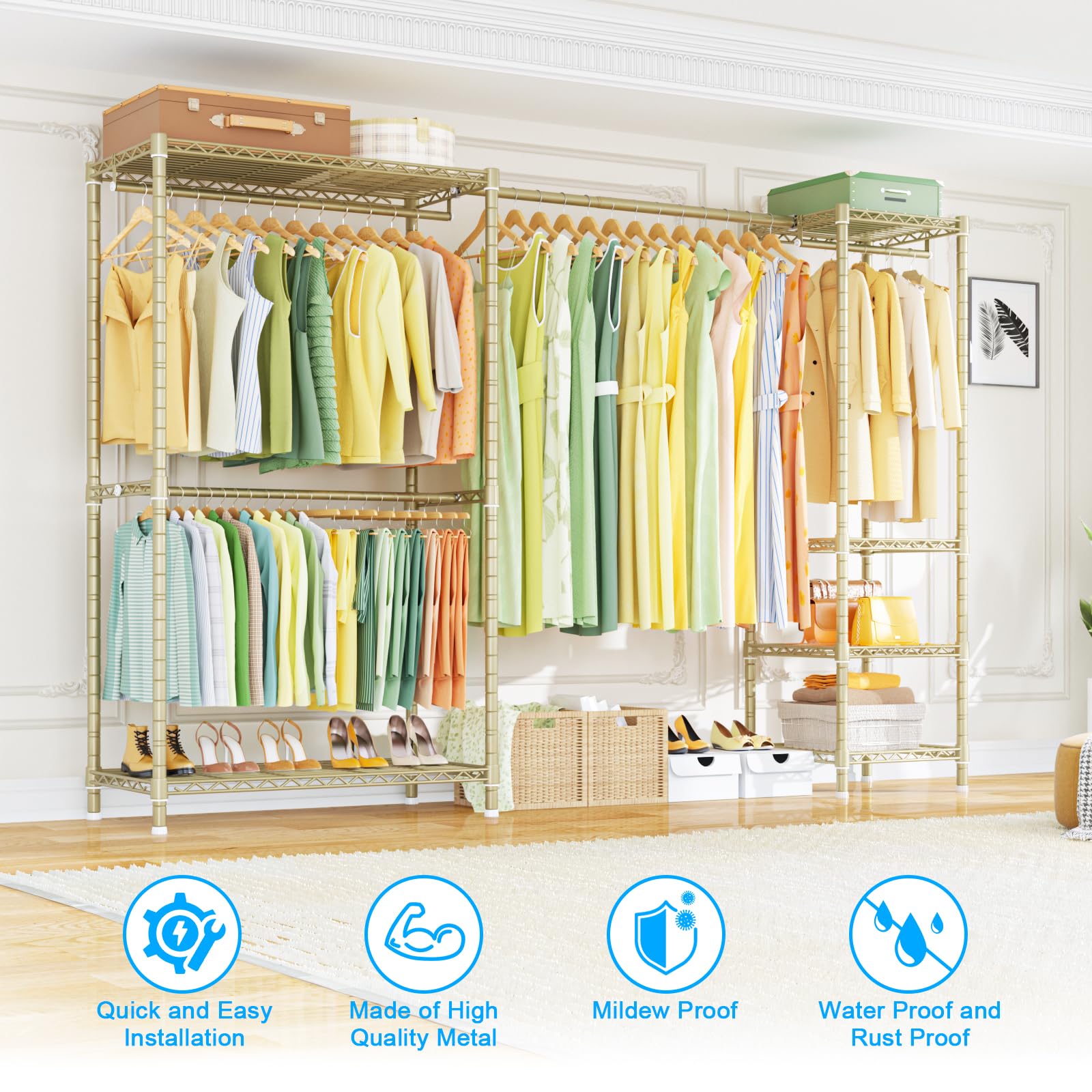 Ulif E10 Clothes Rack(With Stretchable Hanger Rod)Freestanding Clothing Racks For Hanging Clothes