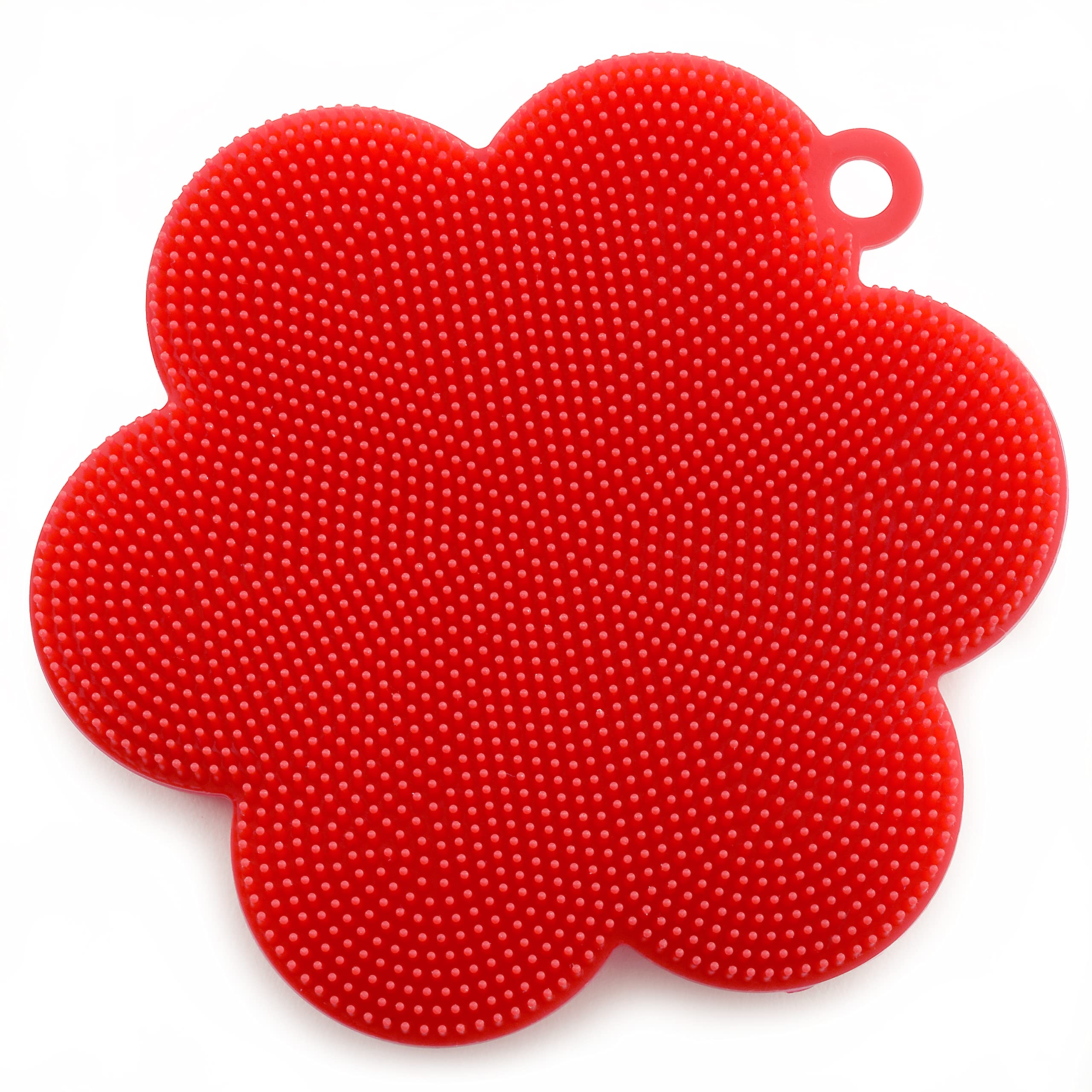 Norpro Red Flower-Shaped Silicone Dish Brush Scrubber