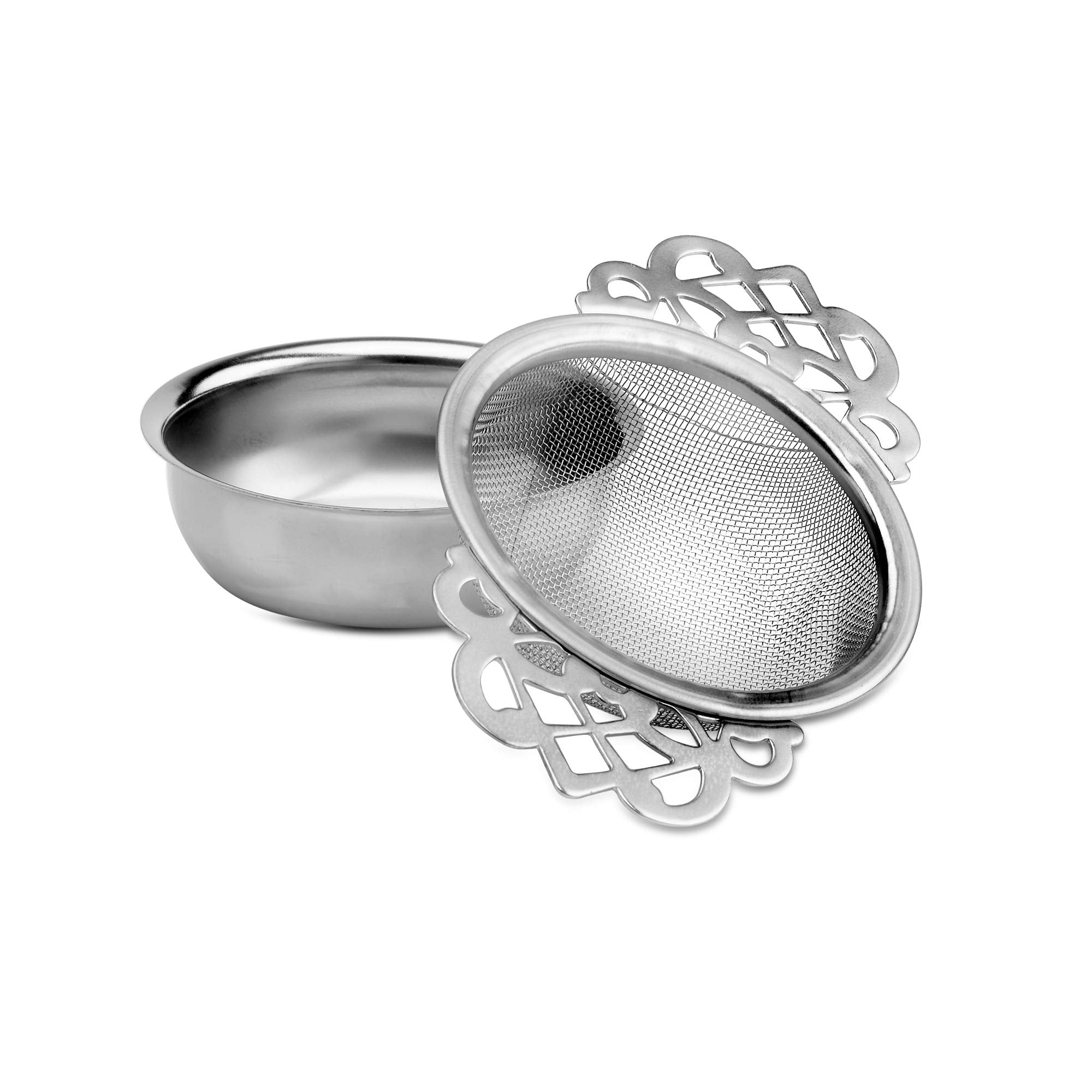 Kilo D13 Stainless Steel Double Arm Strainer With Drip Collector For Loose Leaf Teas