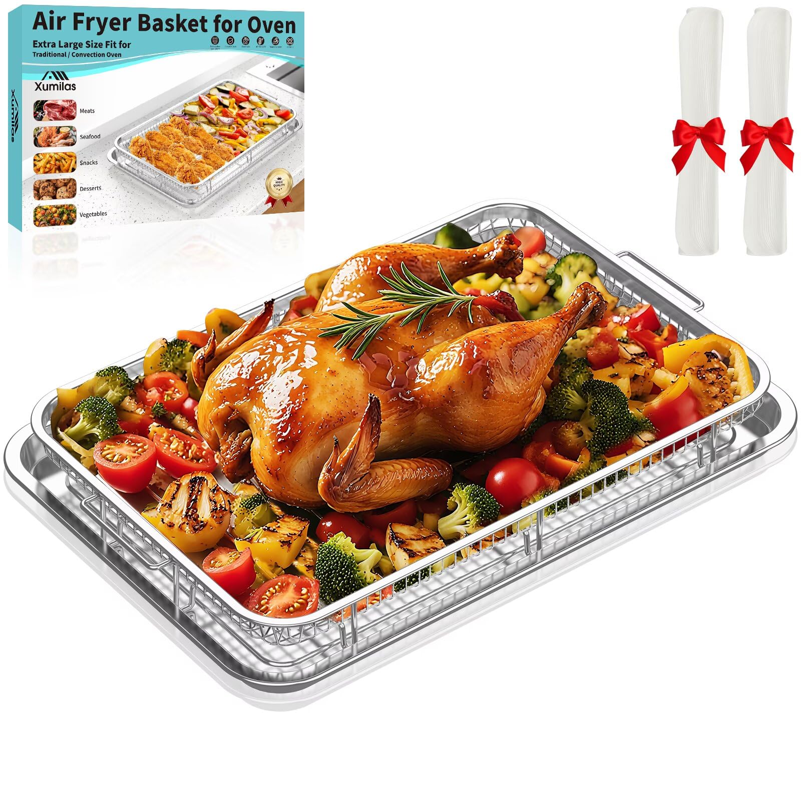 Xumilas XL Air Fryer Basket & Pans for Oven