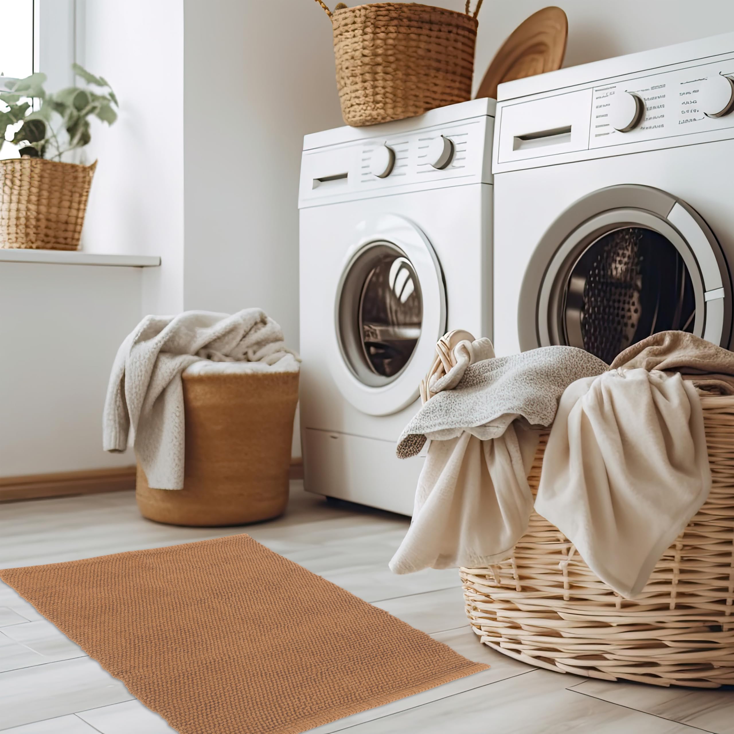 Kibaga Beautiful Boho Rug For Your Bathroom - Soft Textured Bath Mat Made Of 100% Cotton Fits Perfectly Into Your Home - A Cute,