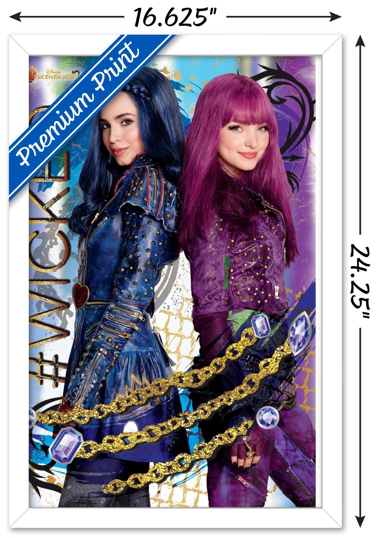 Trends International Disney Descendants 2 - Wicked Wall Poster, 14.725'' X 22.375'', White Framed Version