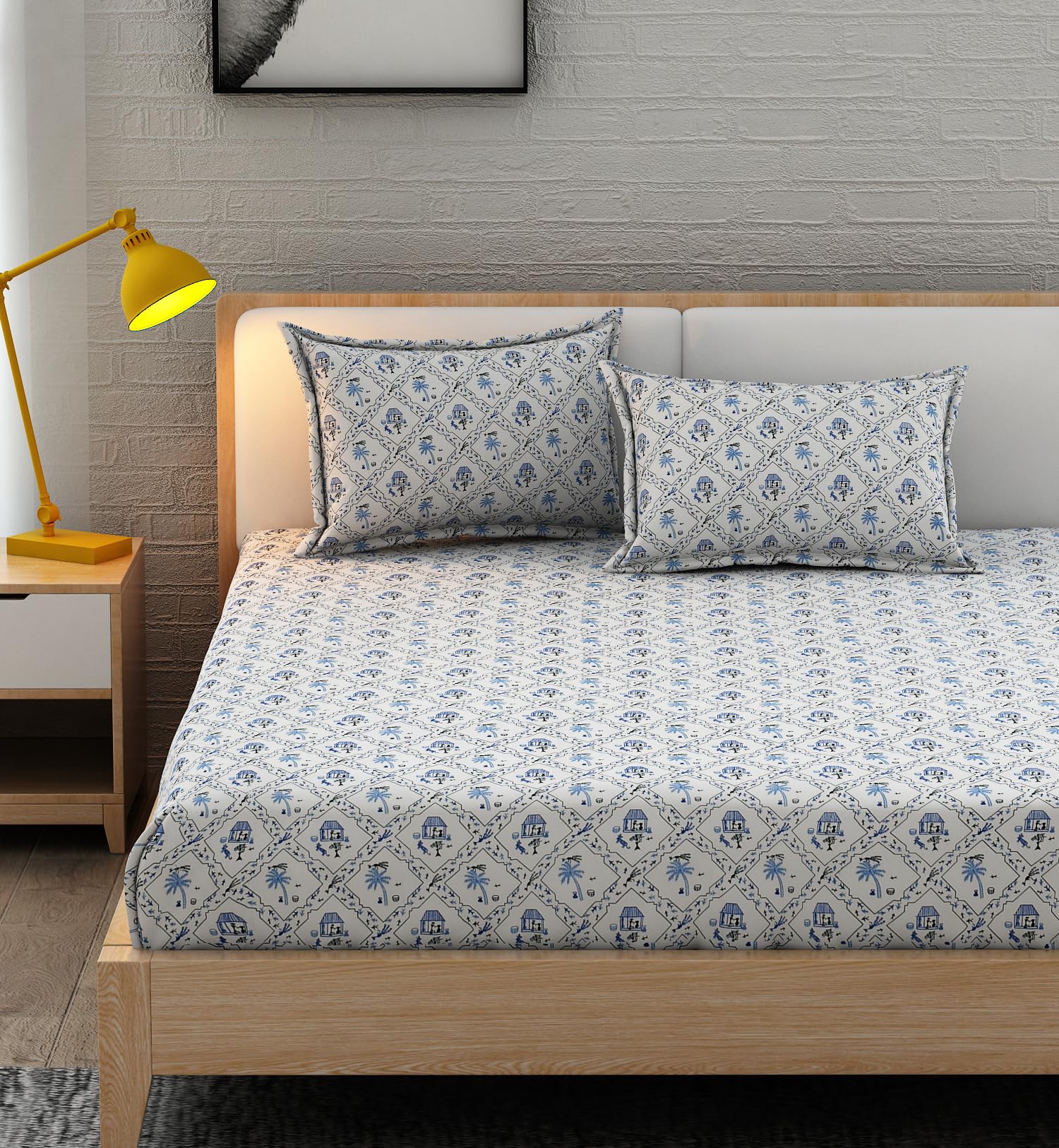 Homefab India 220 Tc Microfiber Soft Cotton Bedsheet For Double Bed With 2 Pillow Covers - (90X90 Inches) - White