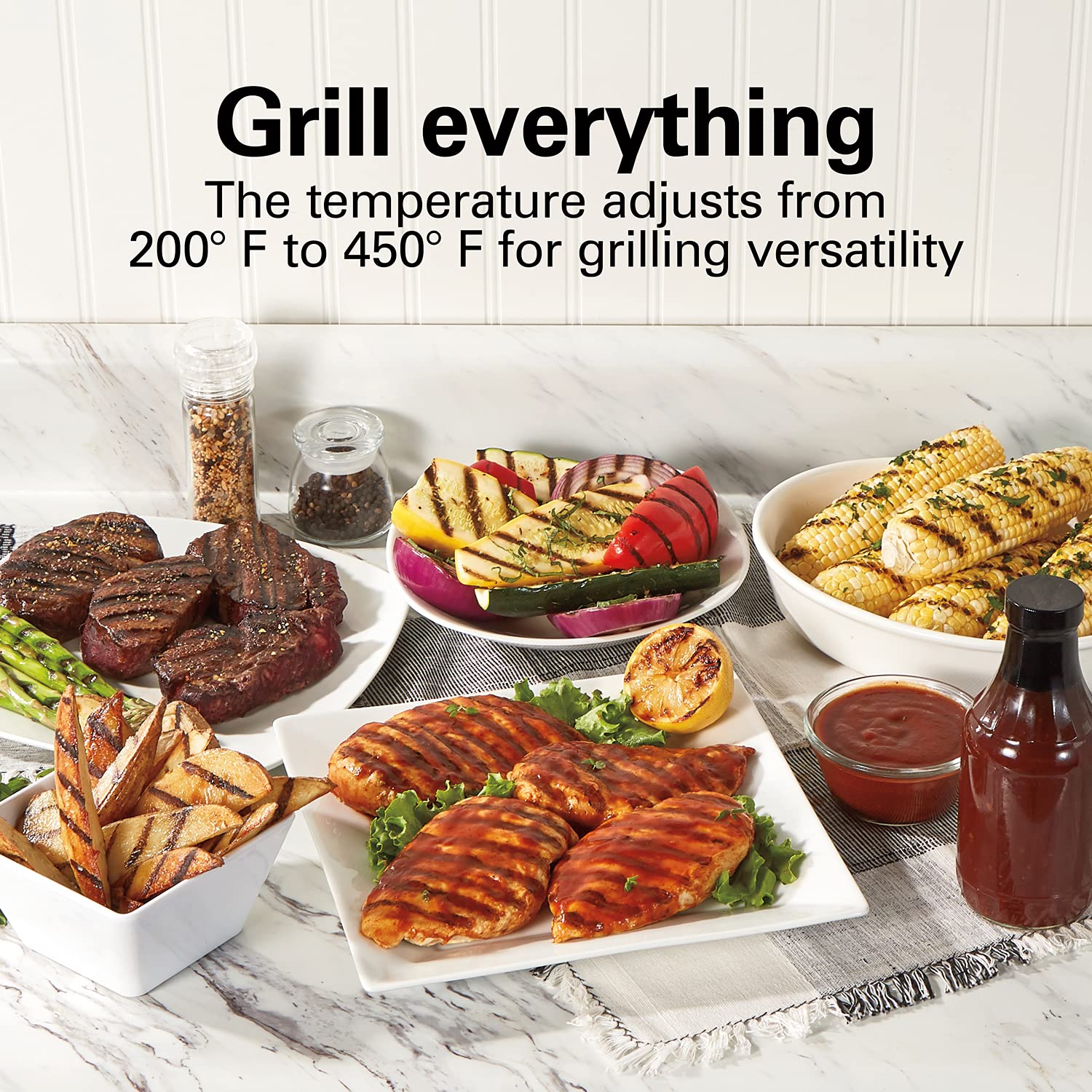 Hamilton Beach Electric Indoor Searing Grill With Viewing Window & Adjustable Temperature Control To 450F, 118 Sq. In. Surface S