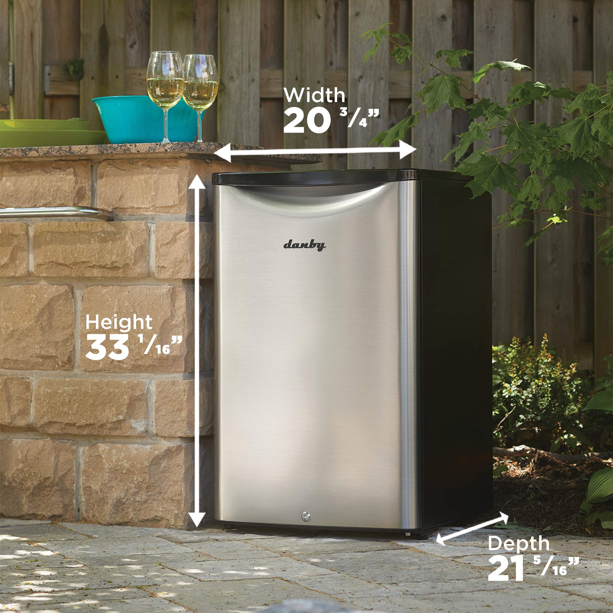 Danby Dar044A6Bsldbo 4.4 Cu.Ft. Outdoor Mini Fridge, Ipx4-Rated Stainless Steel Look All Refrigerator For Patio, Cabana, Pool Ba