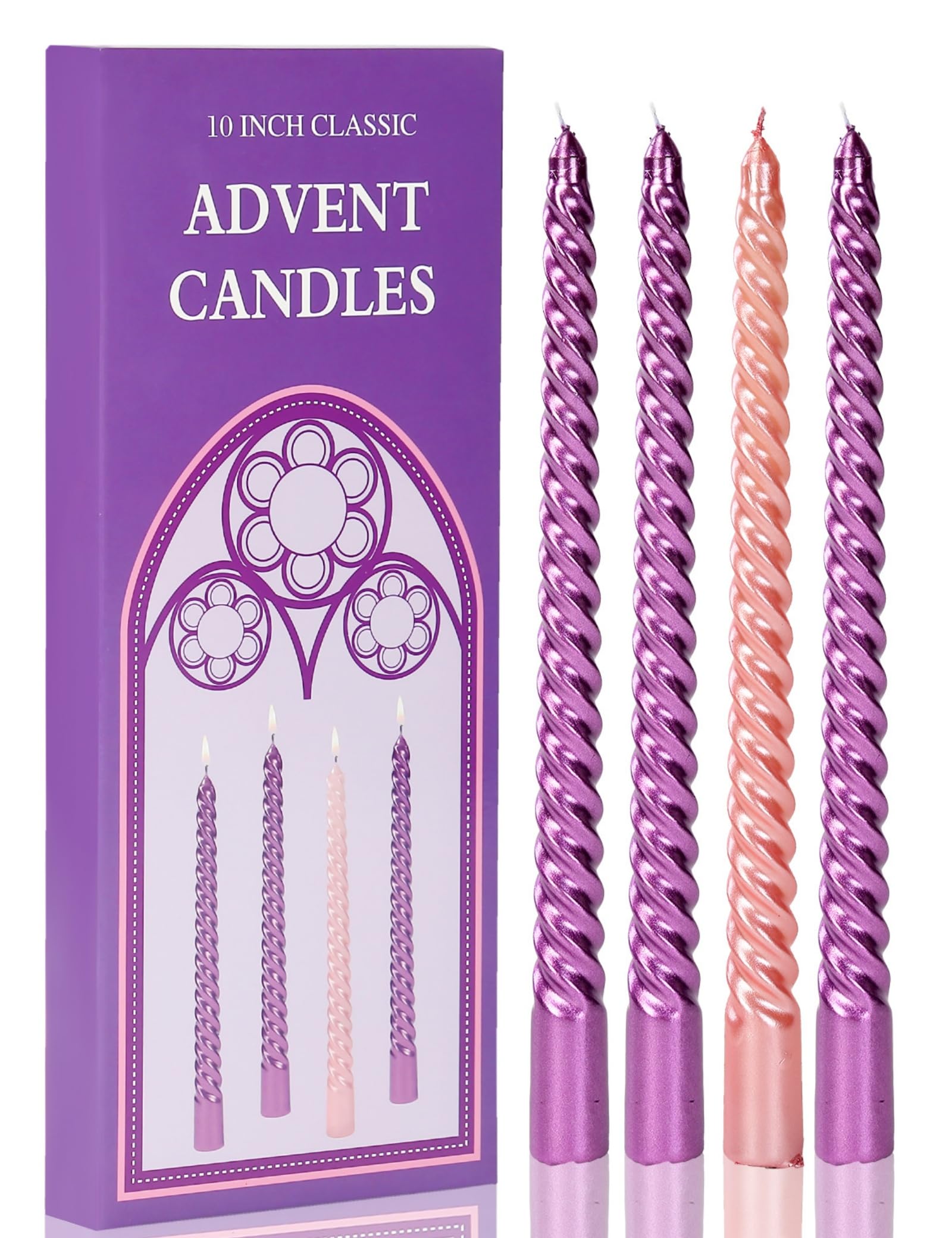 Walk Diary 10 inches Advent Candles Set of 4 Elegant Advent Candle Velas de Adviento Cat  lica Include 3 Purple 1 Pink Advent Ca