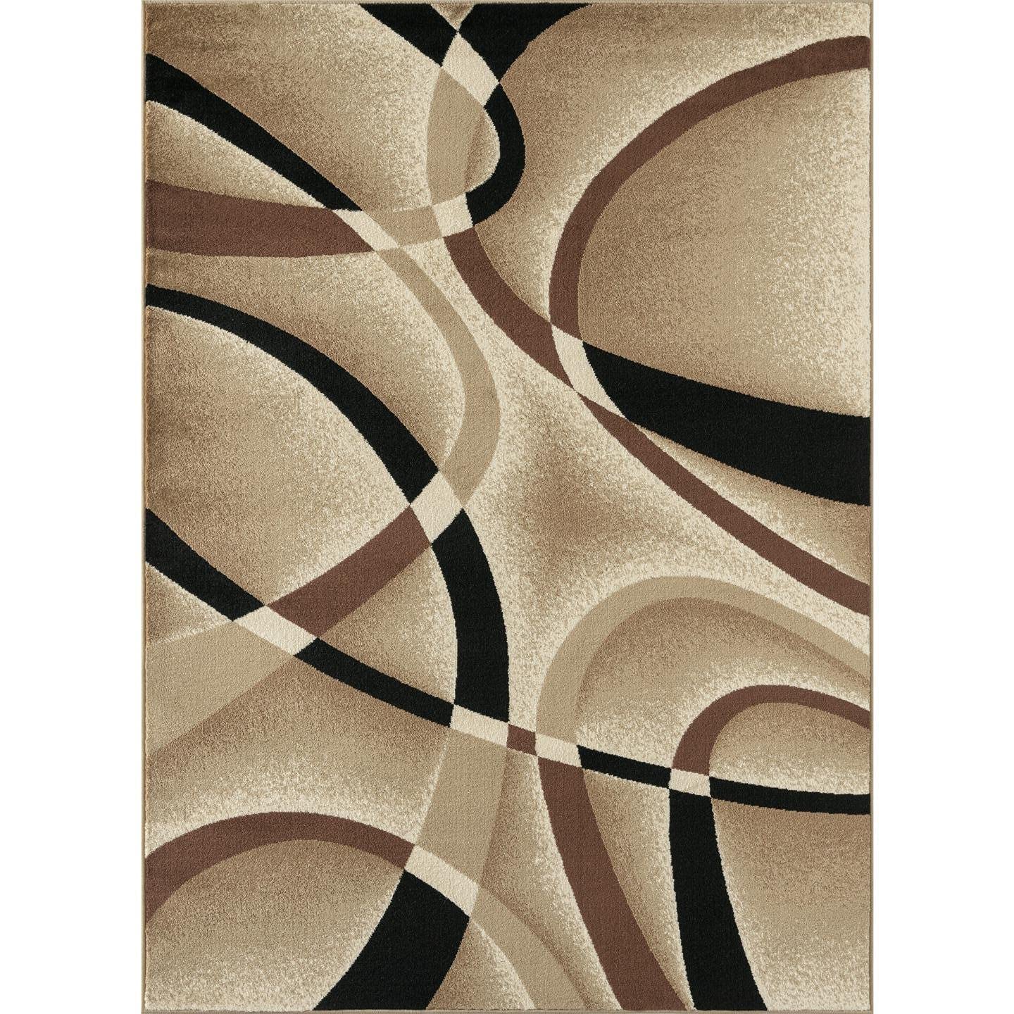 2305 Geometric Abstract Beige 5x7 Area Rugs for Living Room