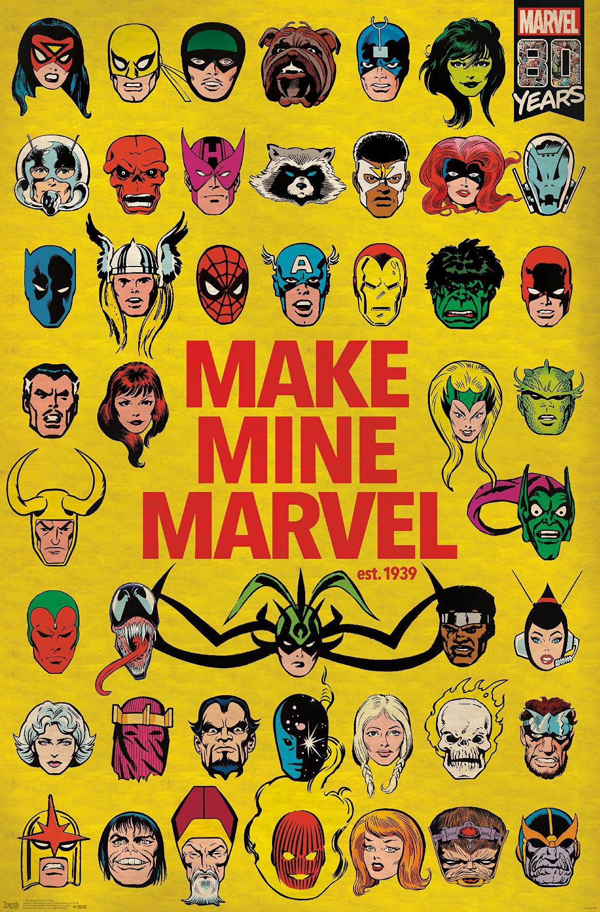 Trends International Marvel Comics - Marvel 80Th Anniversary - Group Wall Poster, 22.375'' X 34'', Unframed Version
