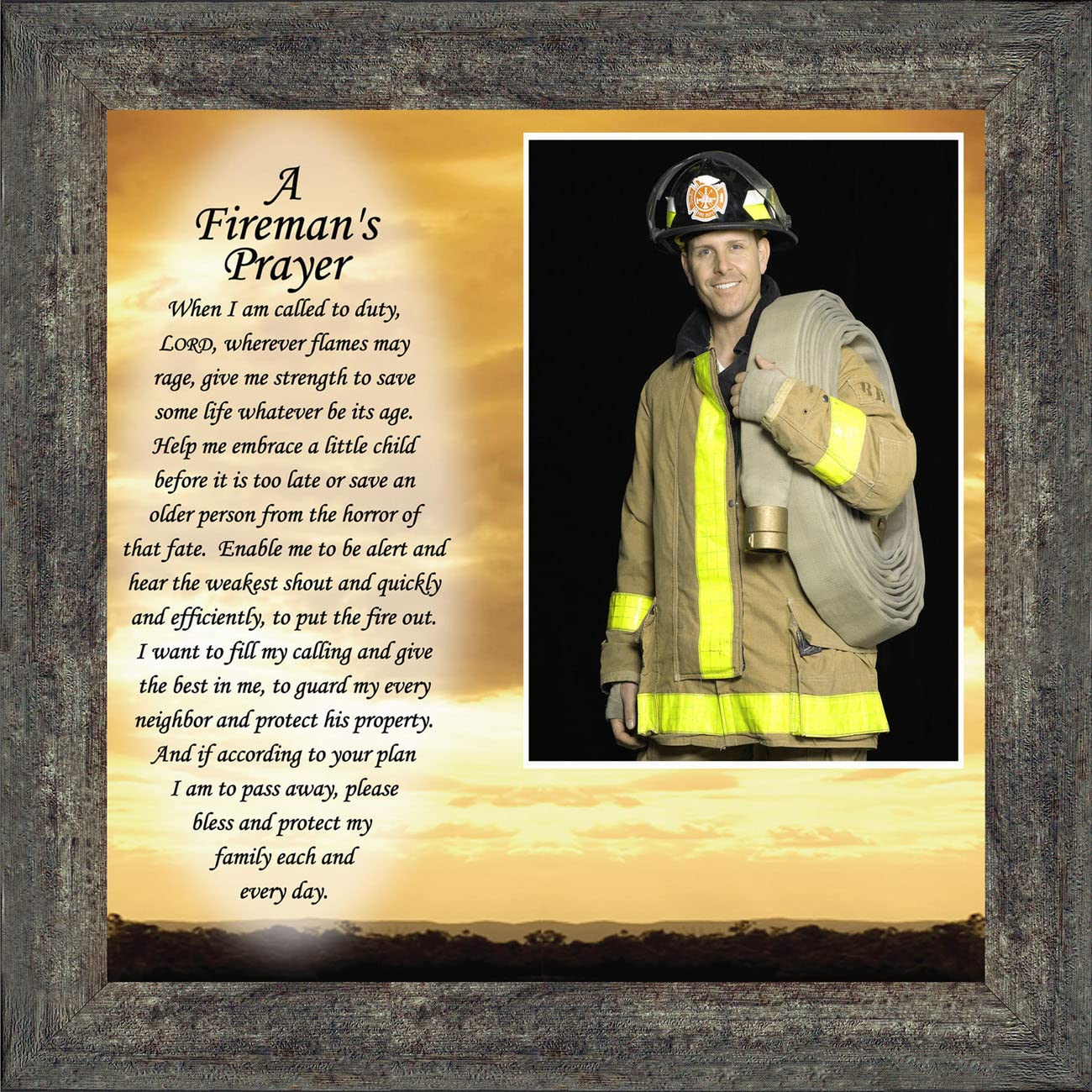Crossroads Home D  cor Firemans Prayer Picture Frame, Firefighter Decor, Firefighter Graduation Present, 6595BW
