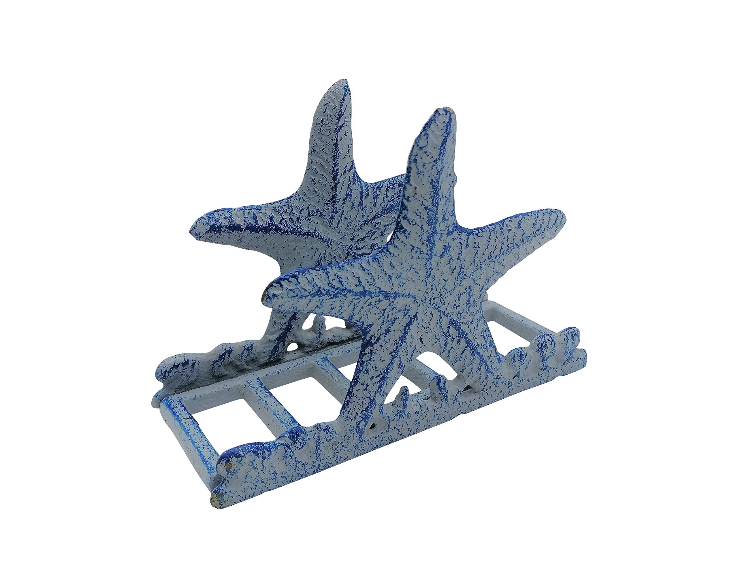 Comfy Hour Under The Sea Collection Cast Iron Starfish Napkin Holder, Kitchen, Table, Desk Uses, Blue