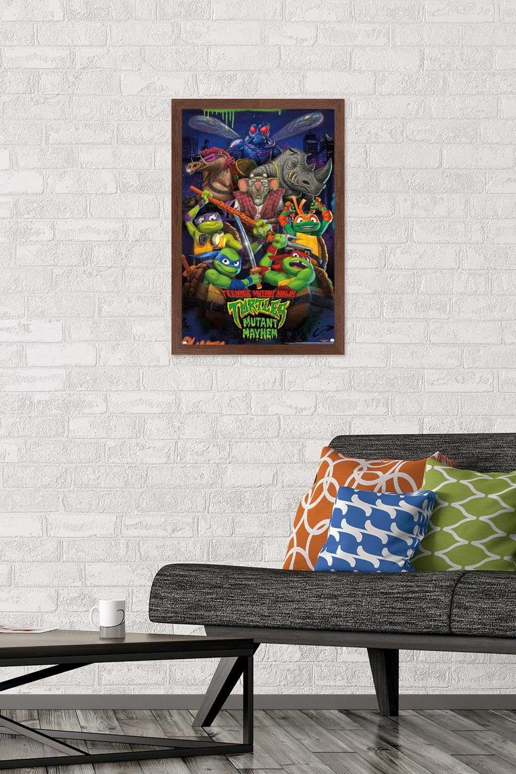 Trends International Teenage Mutant Ninja Turtles: Mutant Mayhem - Group Wall Poster, 14.72'' X 22.37'', Mahogany Framed Version