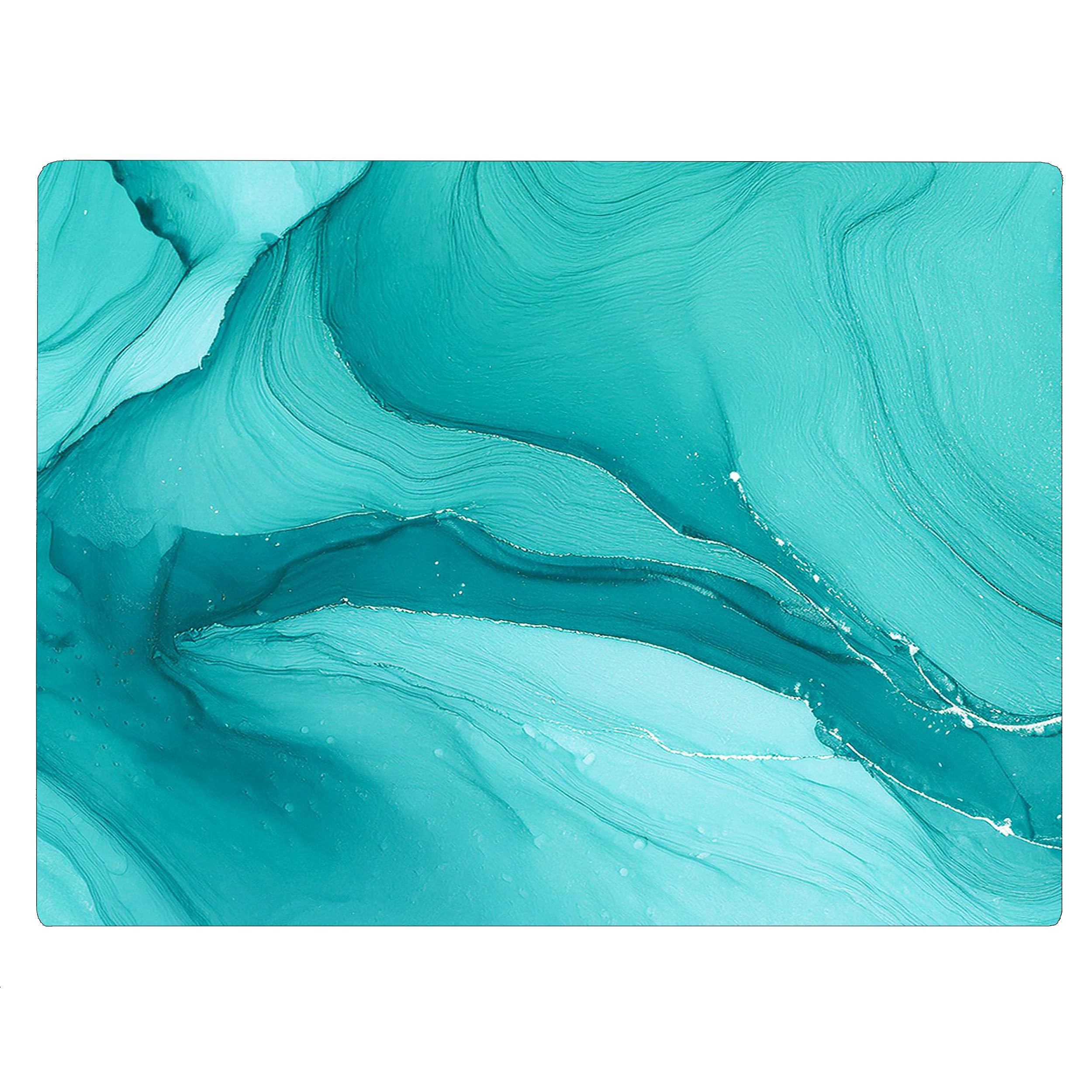 Aqua Blue Marble Kitchen Glass Cutting Board Ocean Decorative Gift Marbled Granite Stone Rock Gift For Her Mom Wife (Aqua Marble