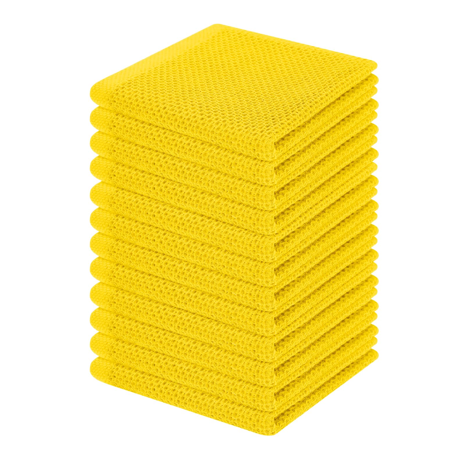 Homaxy 100% Cotton Waffle Weave Kitchen Dish Cloths, Ultra Soft Absorbent Quick Drying Dish Towels, 12 x 12 Inches, 12-Pack, Yel