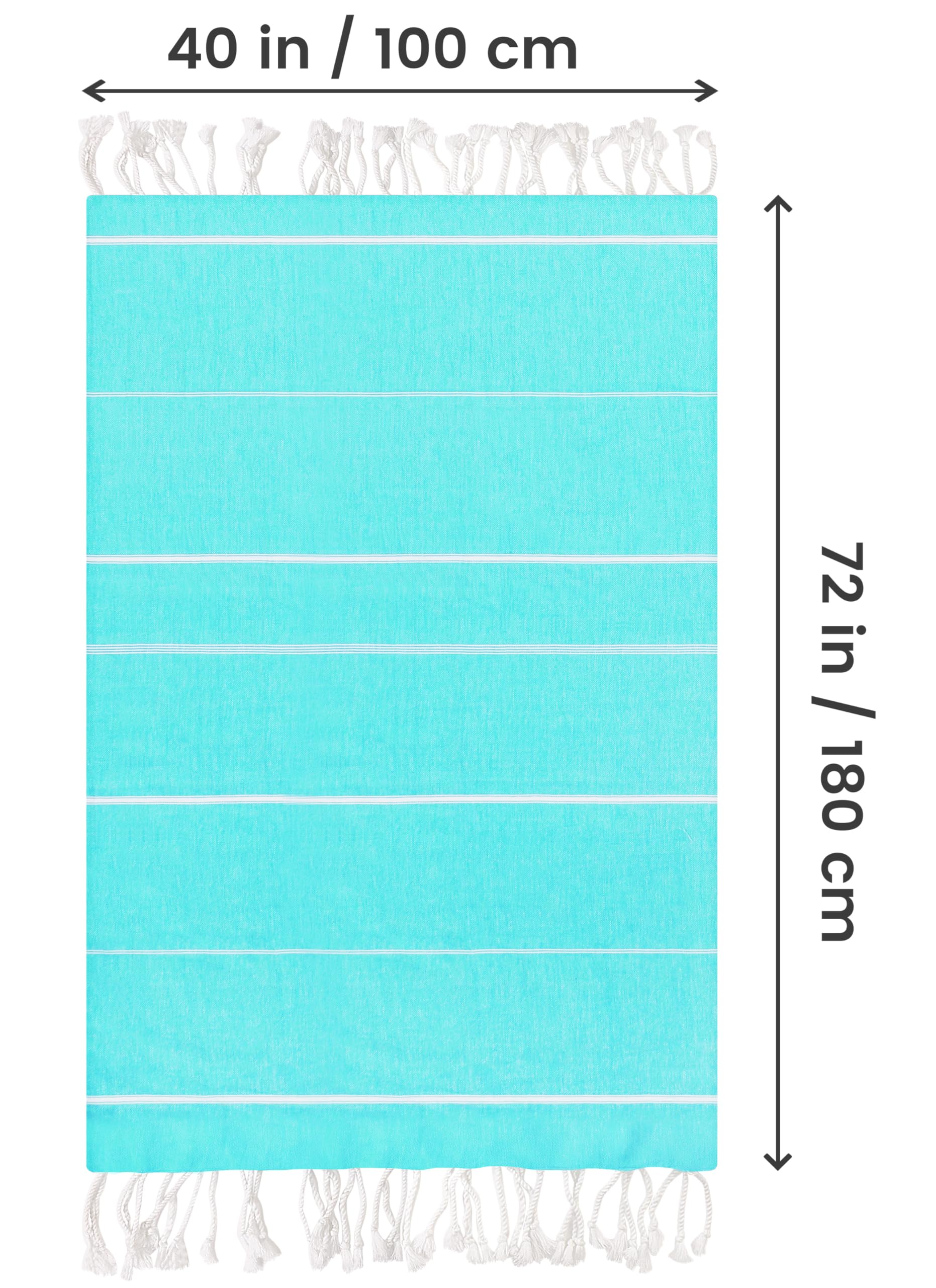 Utopia Towels Pack of 2 Turkish Beach Towel (40x72 Inches)  Oversized 100% Cotton Sand Free Lightweight Absorbent Quick-Dry Beach Blanket  Extra Large Turkish Bath Towels for Travel and Pool (Aqua)