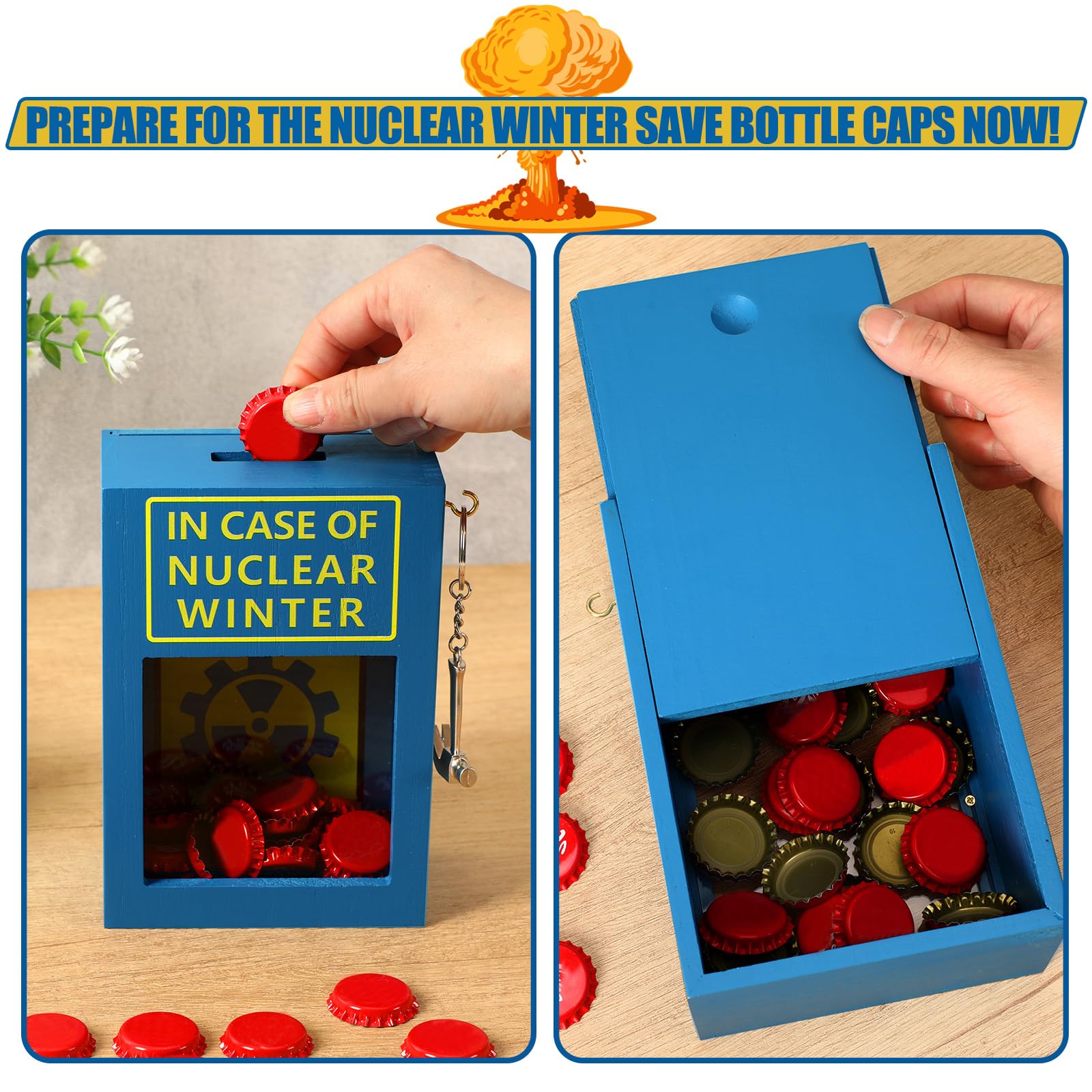 JULEASEL Funny Emergency Caps Stash w/ 30+ Red Caps, Funny Gag Gift Box w/Hammer | Hilarious Christmas Gift, Unique Birthday Gif