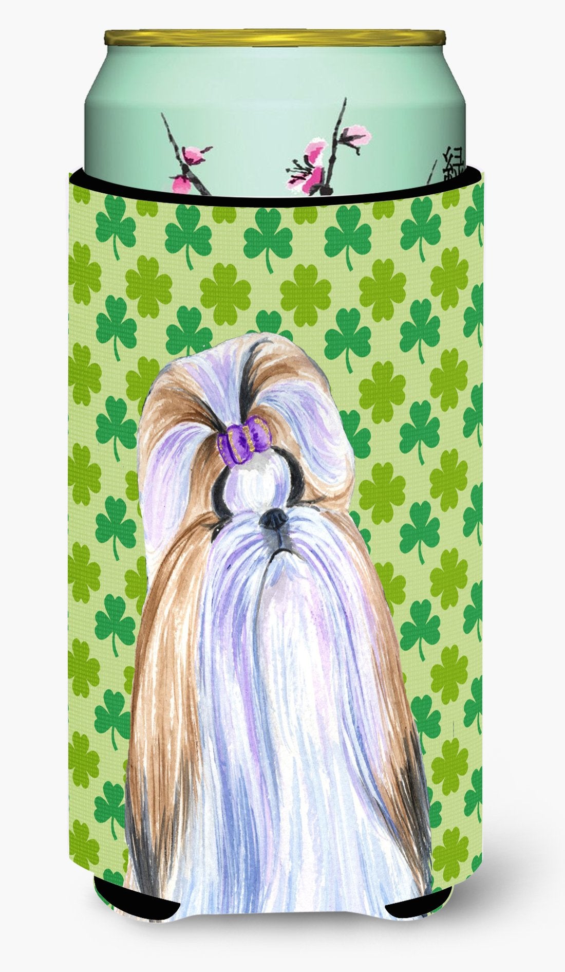 Caroline'S Treasures Ss4396Tbc Shih Tzu St. Patrick'S Day Shamrock Portrait Tall Boy Hugger Can Cooler Sleeve Hugger Machine Was