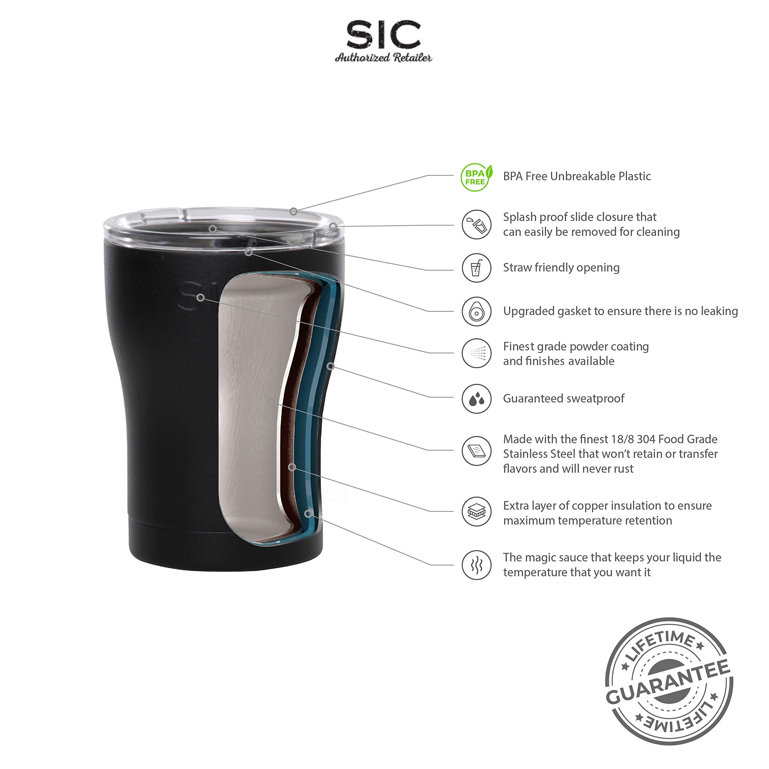 Seriously Ice Cold Sic 12Oz Insulated Travel Tumbler Mug, Premium Double Wall Stainless Steel, Leak Proof Bpa Free Lid (Matte De