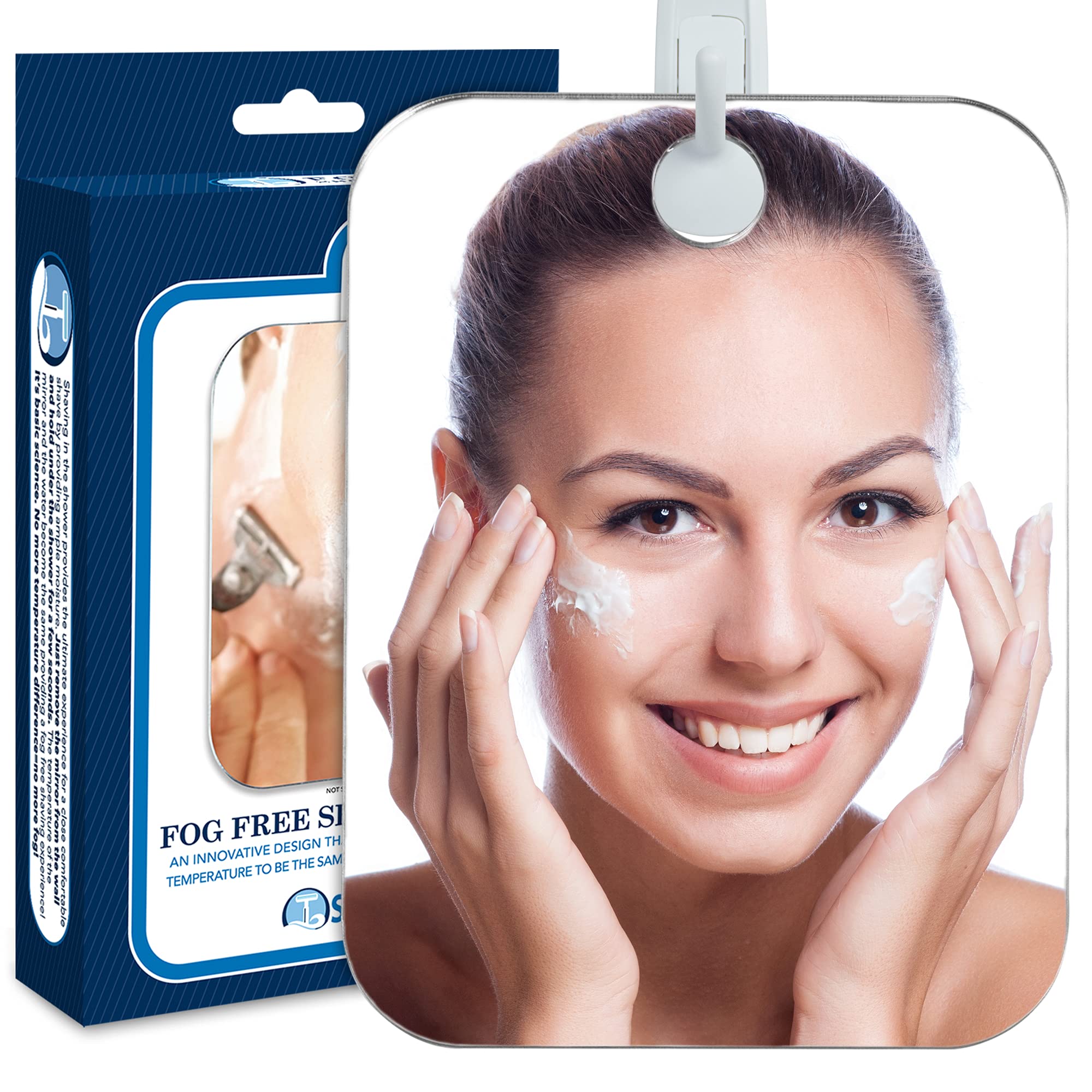 The Shave Well Company Deluxe Anti-Fog Shaving Mirror  Fogless Bathroom Shower Mirror with Handheld Option for Men and Women  Hanging Shower Mirror Includes Long-Lasting Removable Adhesive Hook