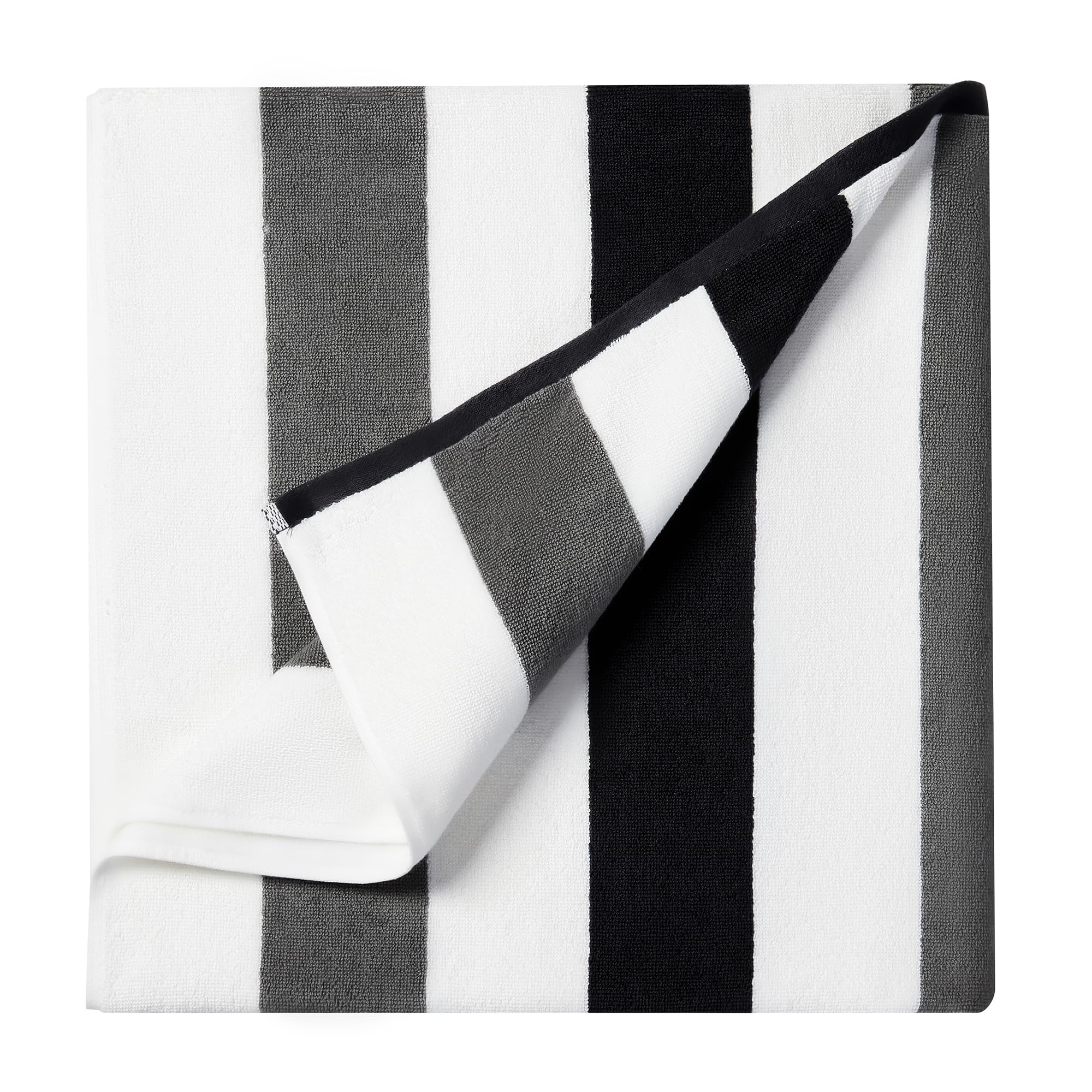 Bornbay Cotton Oversized Beach Towel - Extra Large 40''X70'' Plush Thick Mens Beach Towel, Xl Fluffy Stripe Pool Towels Charcoal