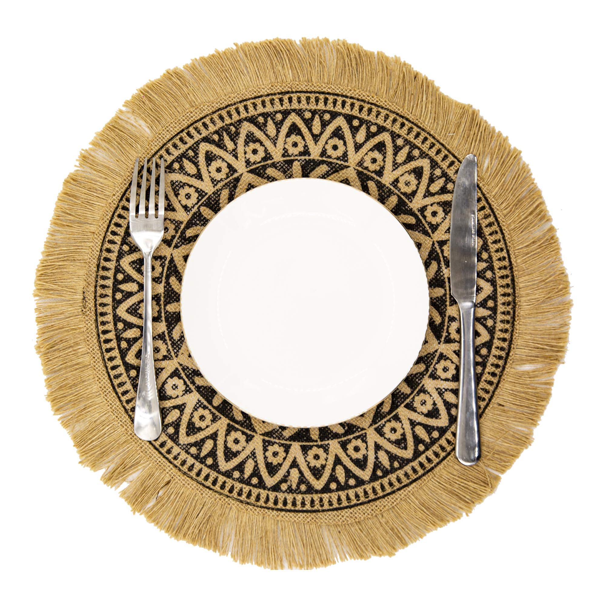Capasin Round Placemats Set Of 4, Dining Winter Modern Dinner Braided Beige Boho Round Table And Fall Circle Placemats Boho Tass