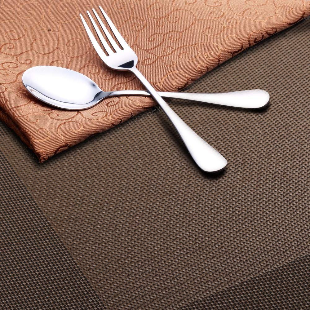Homedge Placemat, 6 Pcs Of Non-Slip Heat Resistant Pvc Place Mats, Washable Vinyl Placemats - Brown