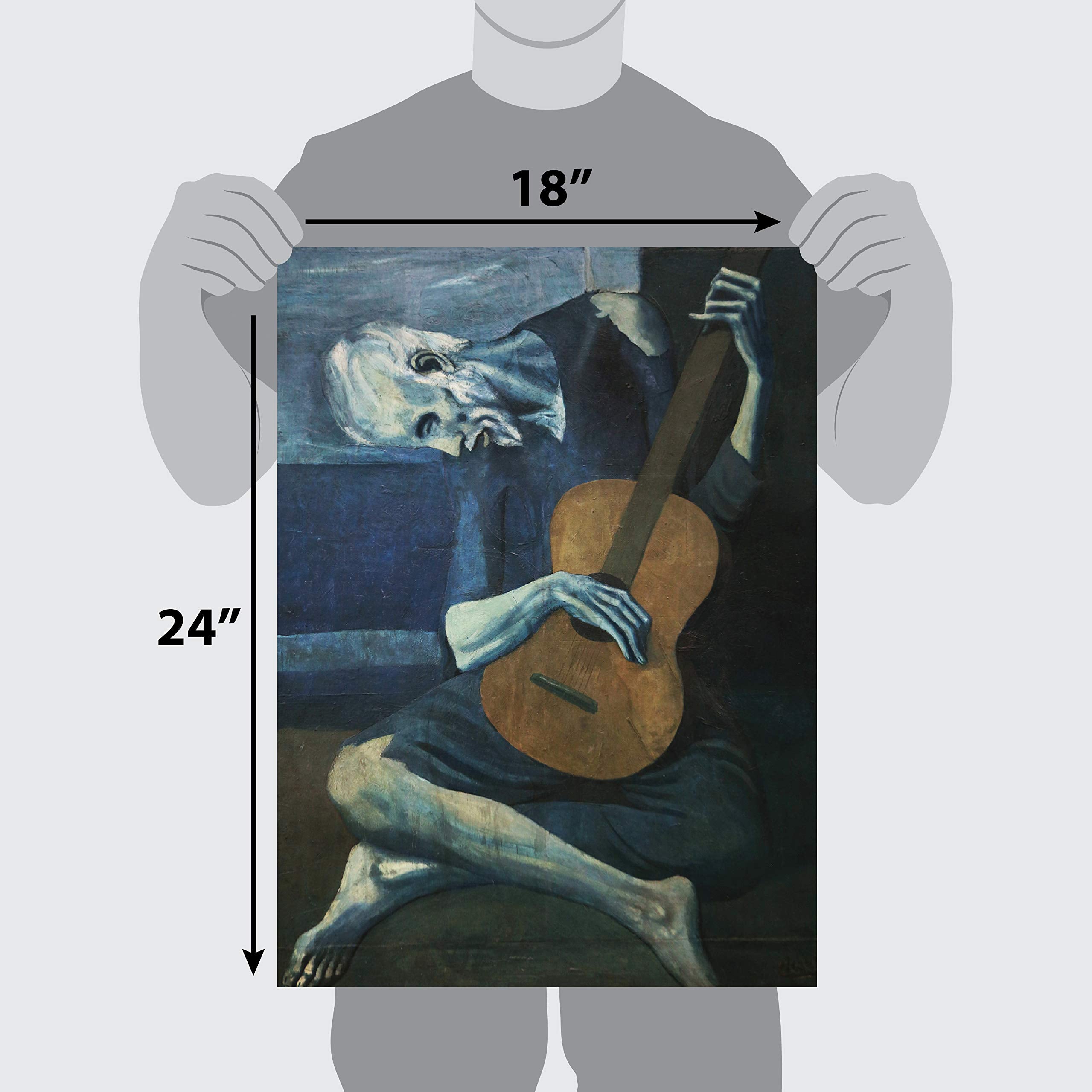 3 Pack of Posters: Vincent Van Gogh Skeleton + The Old Guitarist by Pablo Picasso + The Great Wave Off Kanagawa by Katsushika Hokusai - Set of 3 Fine Art Prints (LAMINATED  18'' x 24'')