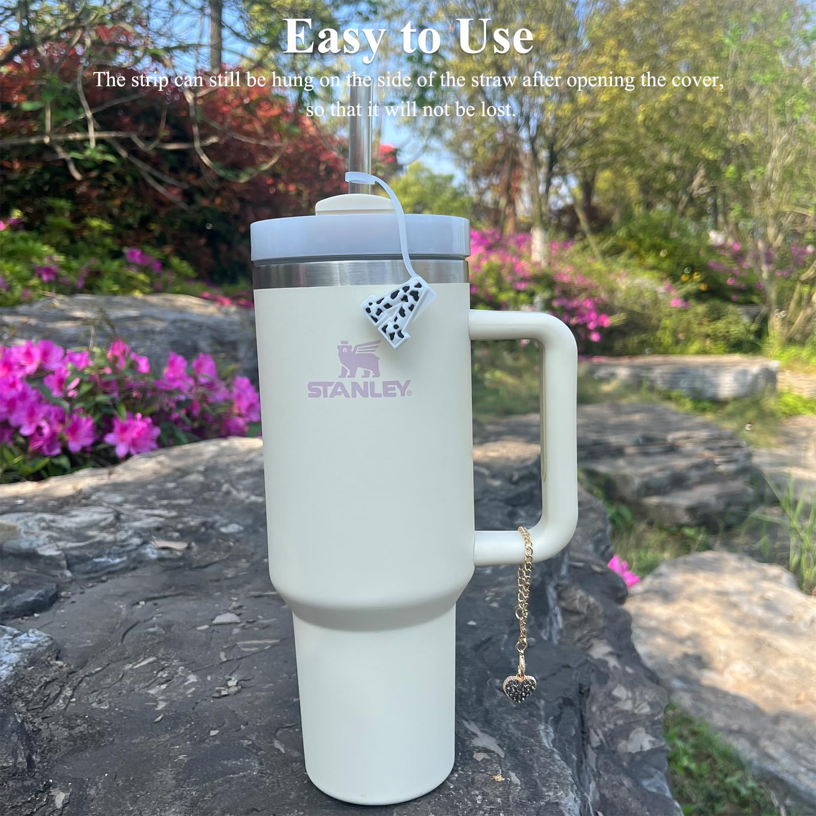 (2+2) 2 Pcs Straw Cover For Stanley Cup 30 & 40 Oz Tumbler Accessories, Leopard Initial Letter Straw Topper Cap Protector Lid Wi