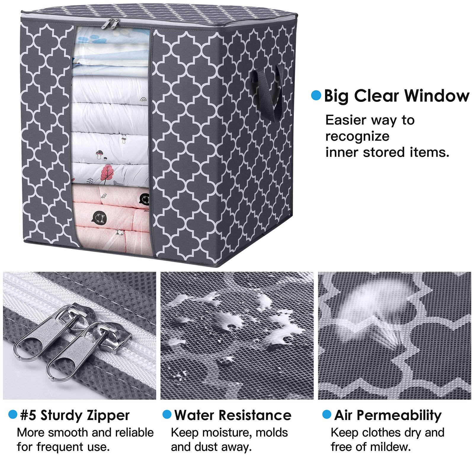 WISELIFE Storage Bags [6 Pack/100L] Large Blanket Clothes Organization and Storage Containers for Comforters,Bedding, Foldable O